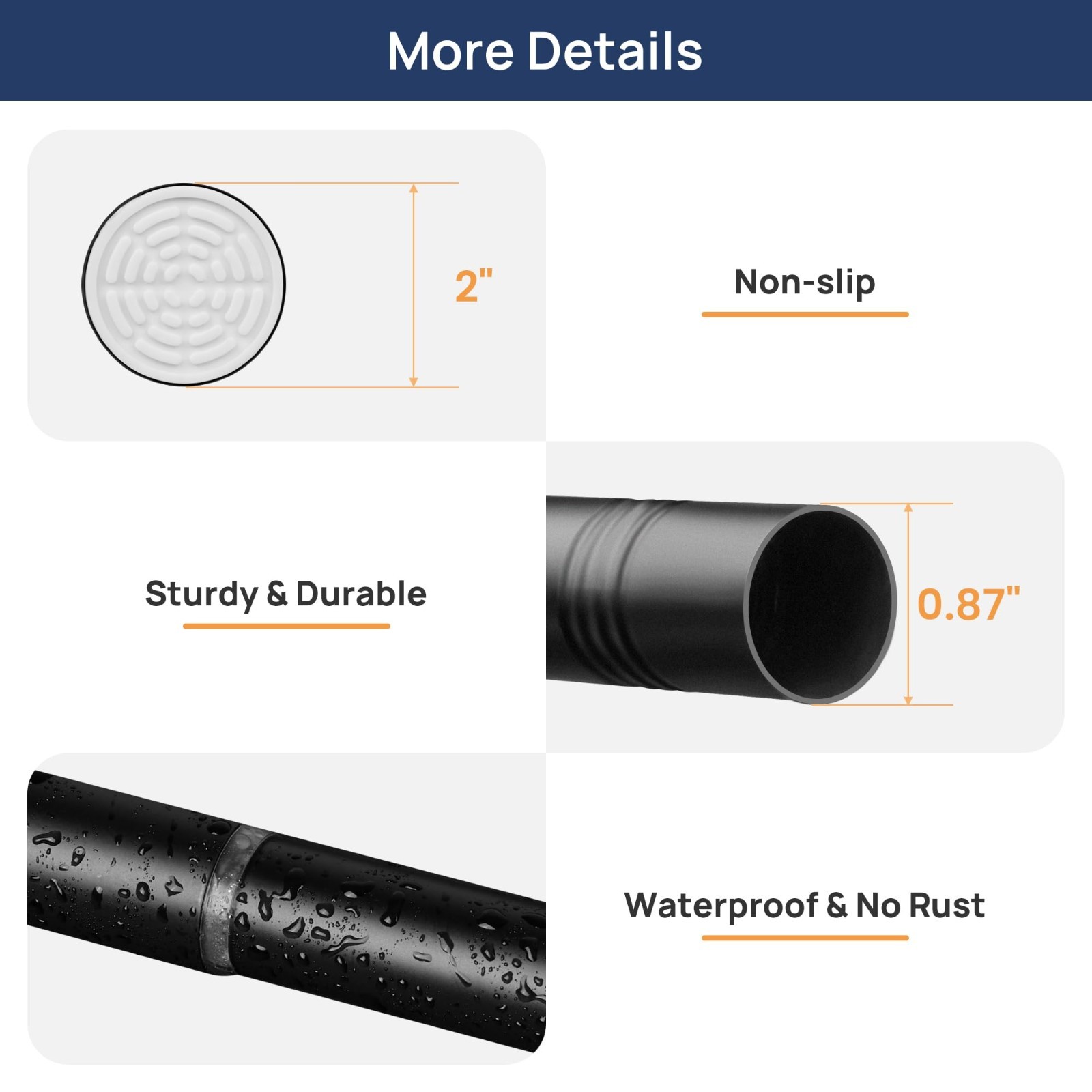 Adjustable Spring Tension Curtain Rods 32-66″ – No Drill, Matte Black, 2 Pack, V