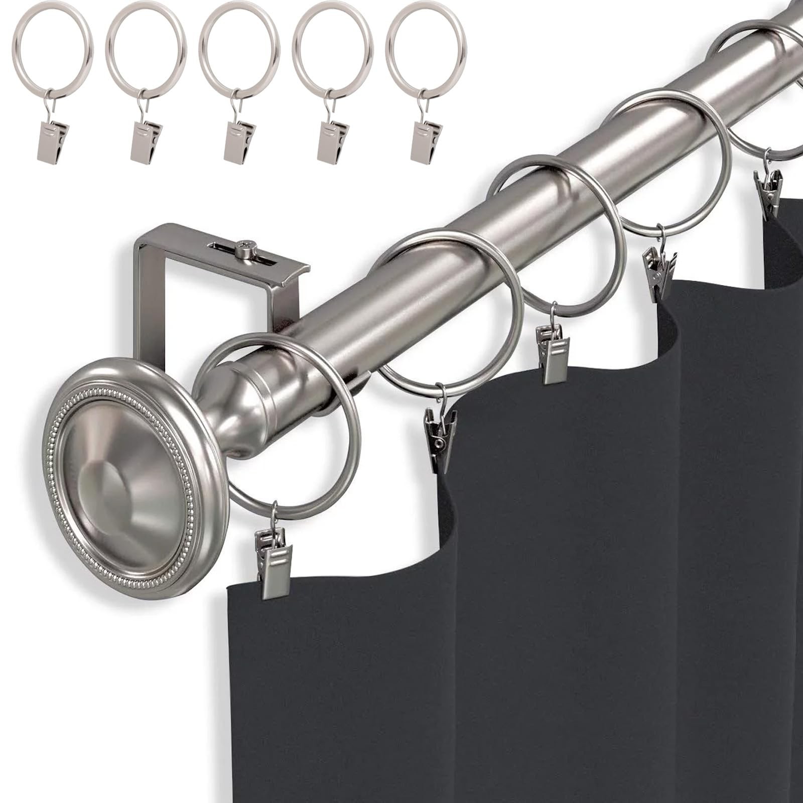 44 Pack Curtain Rings with Clips, Window Clip Rings Curtain Hooks Hangers Clip