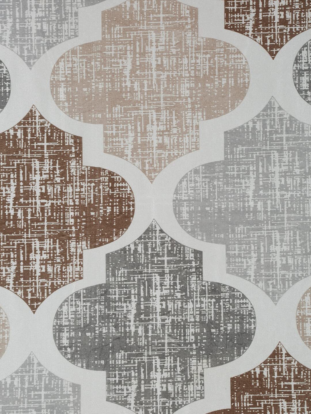 2 Pieces Moroccan Motif Eyelet Glace Cotton Window Curtains 5Ft – Brown