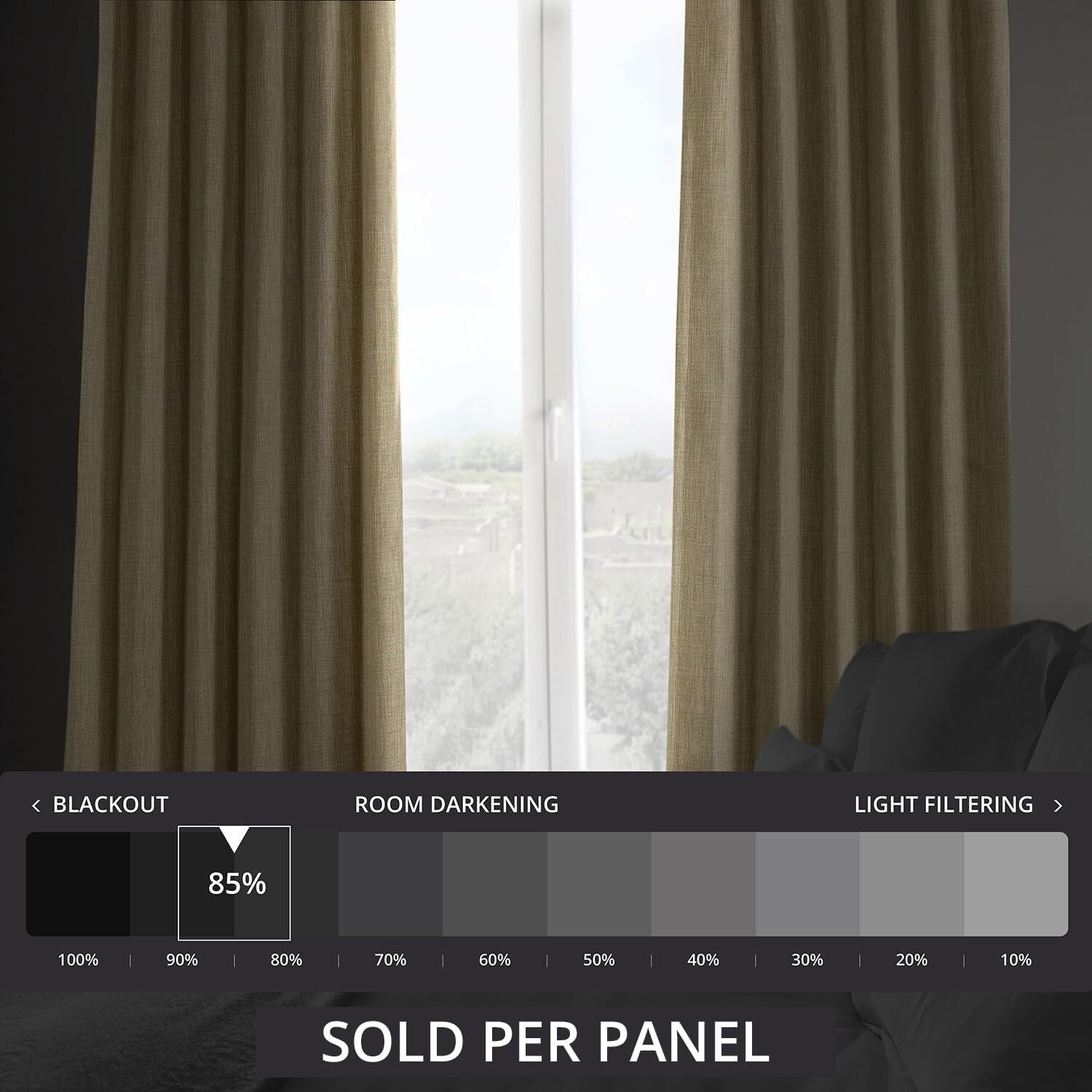 1 Panel Nomad Tan 84″L x 100″W Linen Darkening Curtains For Bedroom Living Room