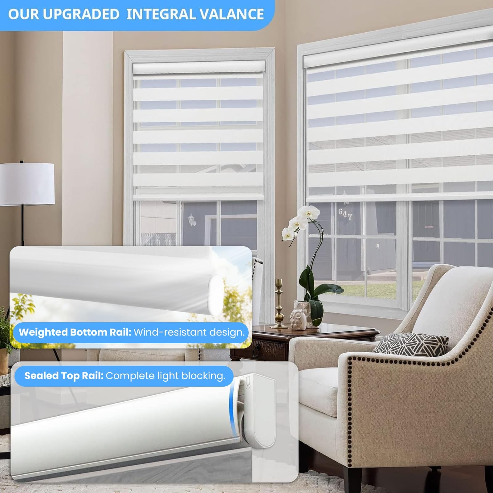 Citolen Motorized Zebra Blinds Remote Smart Dual Layer Automatic Shades Privacy