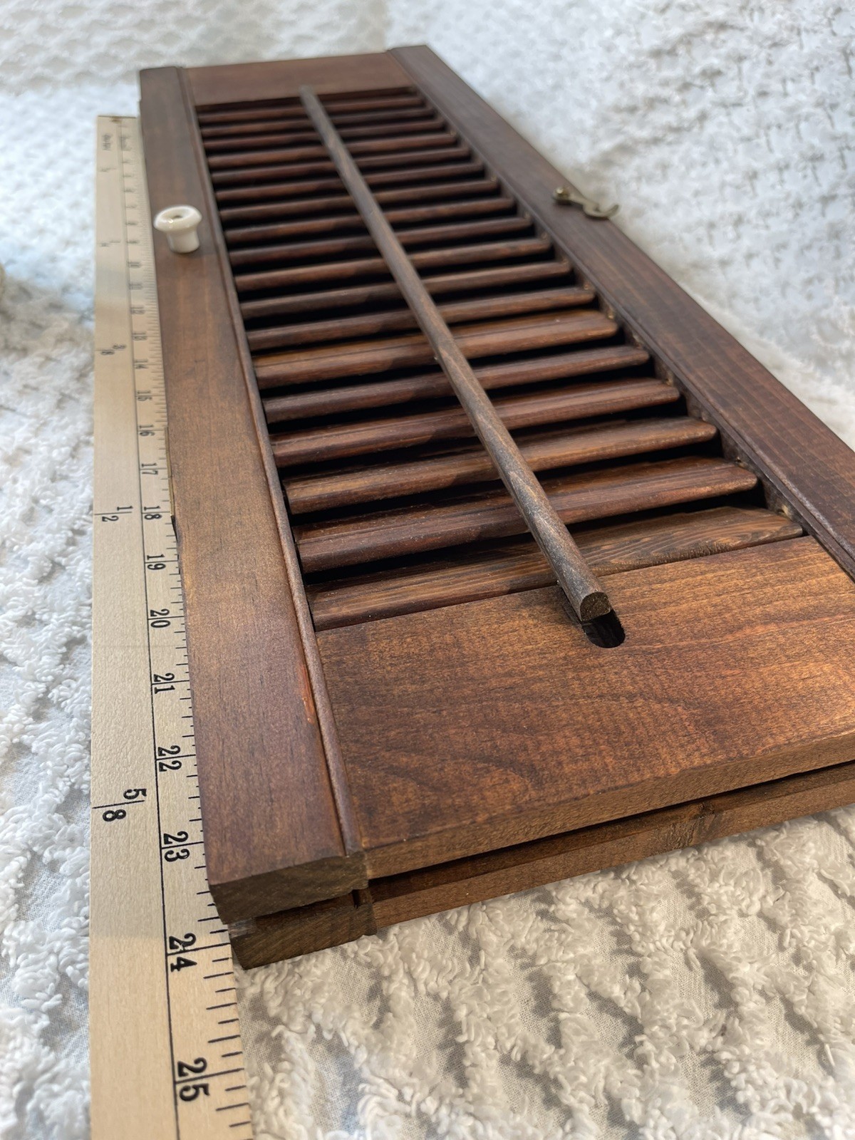 VTG! Plantation Window Shutters ~Wood~Louver~Brown~24” X 16 1/8” Set of 2!