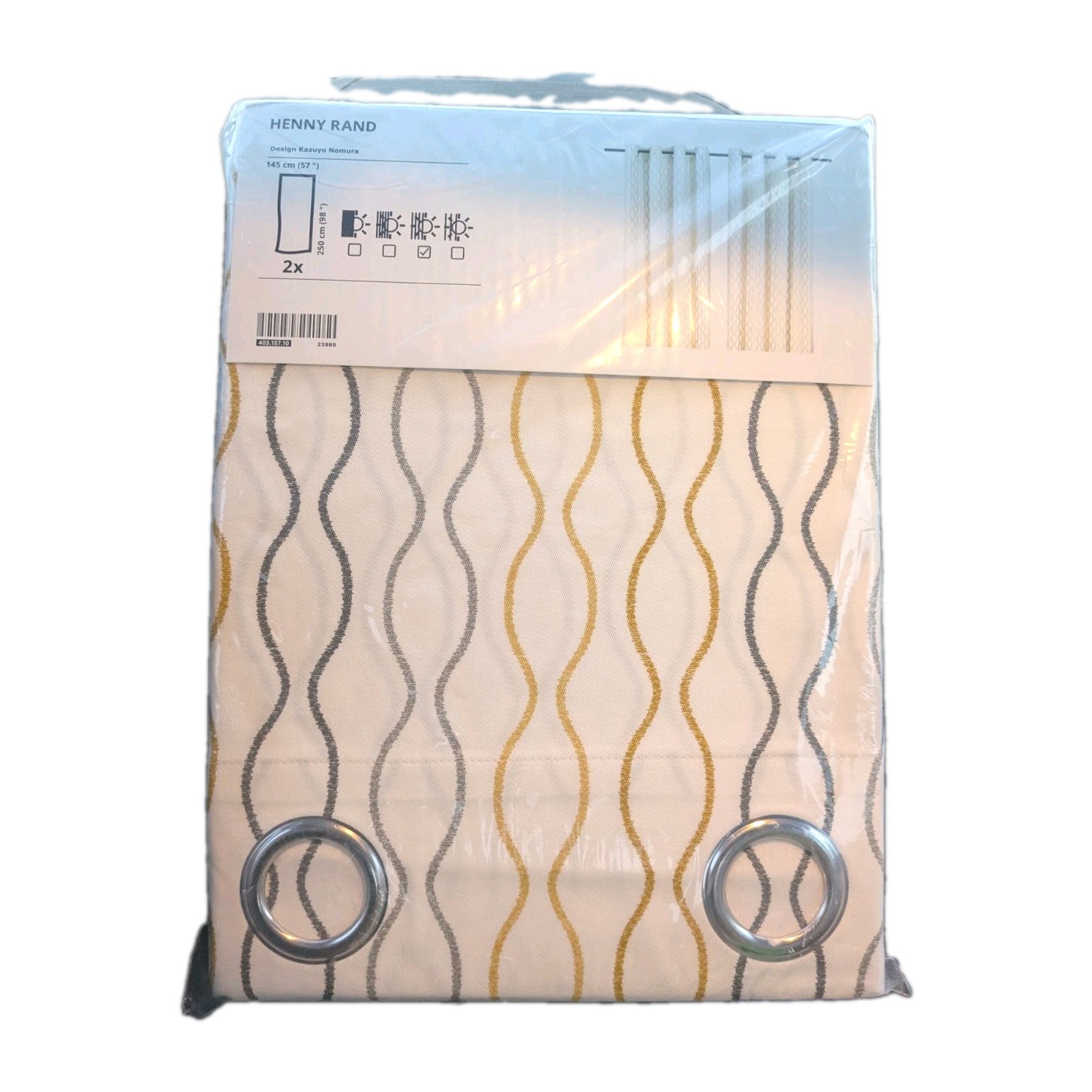 IKEA Henny Rand Curtain Panels (2 in Pack) 57″ x 98″ Geometric 403.157.10 NEW
