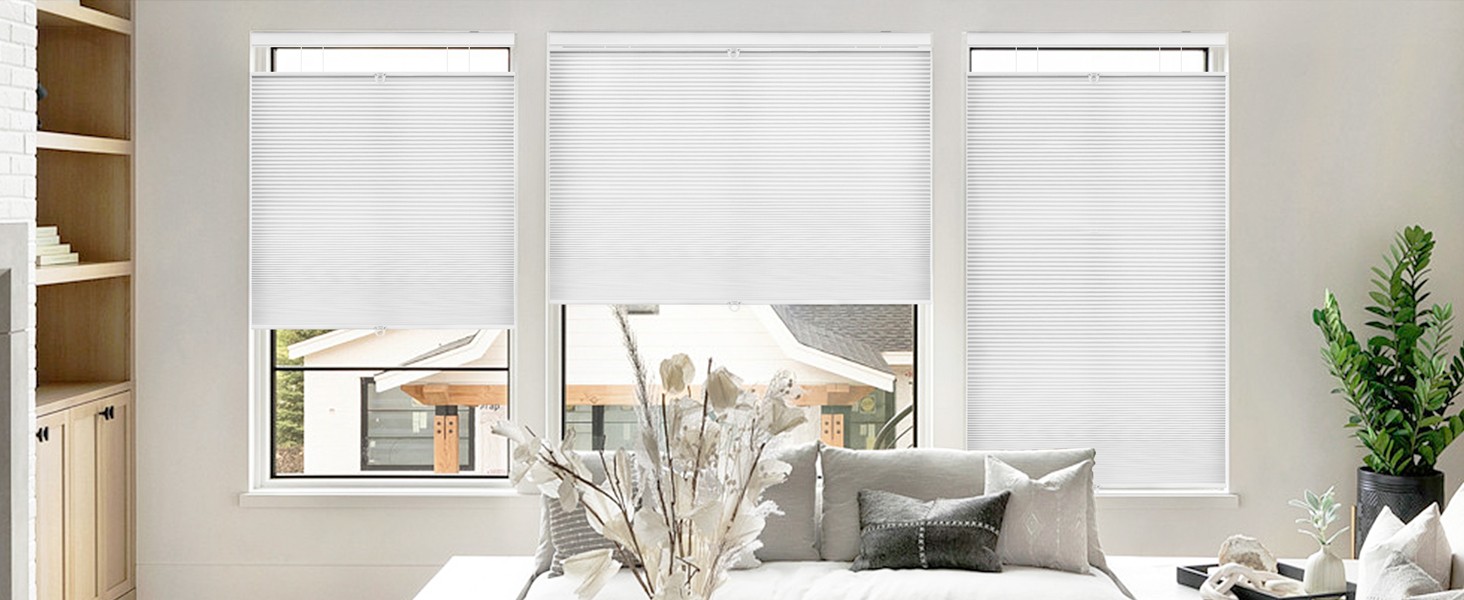 Down Bottom Up Cordless Cellular Shades, 46×64 in, White | Light filtering