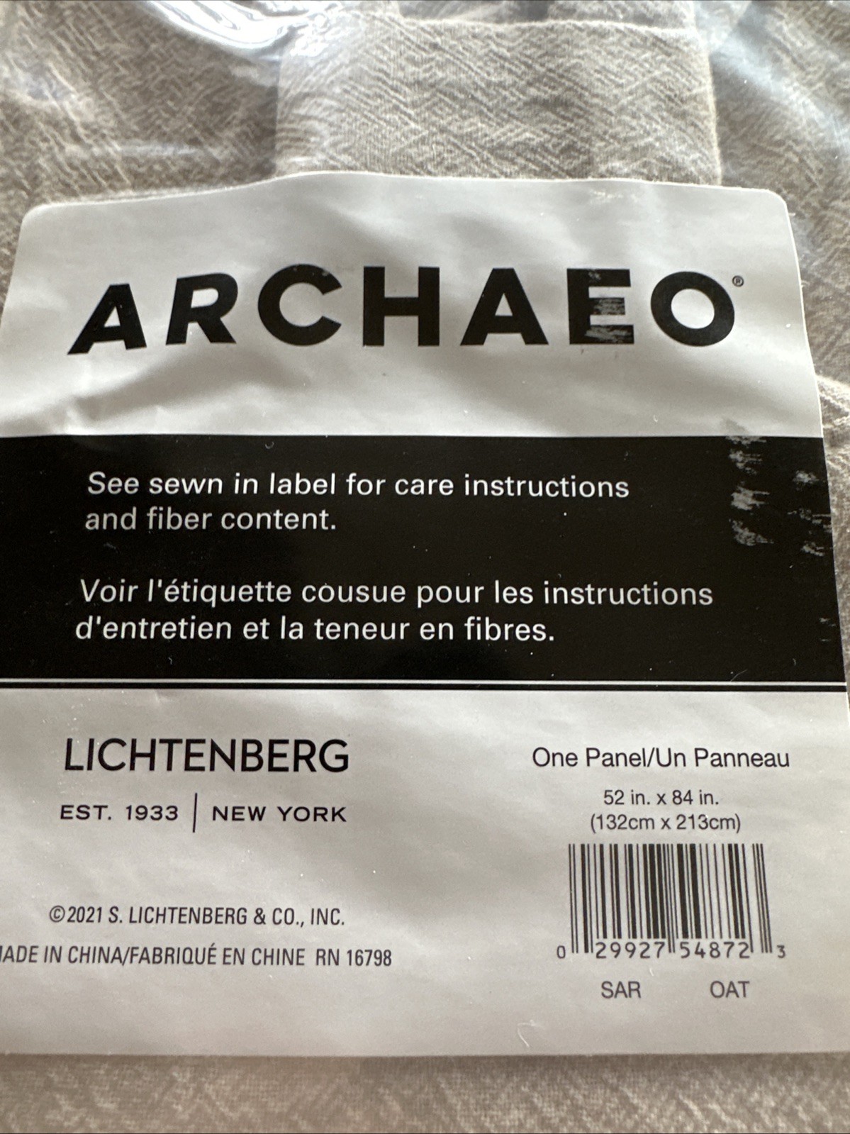 Archaeo Lichtenberg Single Panel Oat 52″x84″ Twist Tab