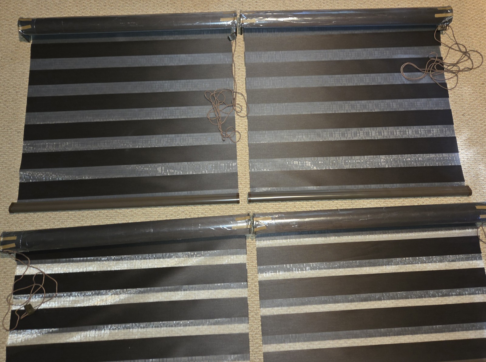 Set of 4 Bali Custom Dual Layer Zebra Shades Espresso Brown 35” x 84”