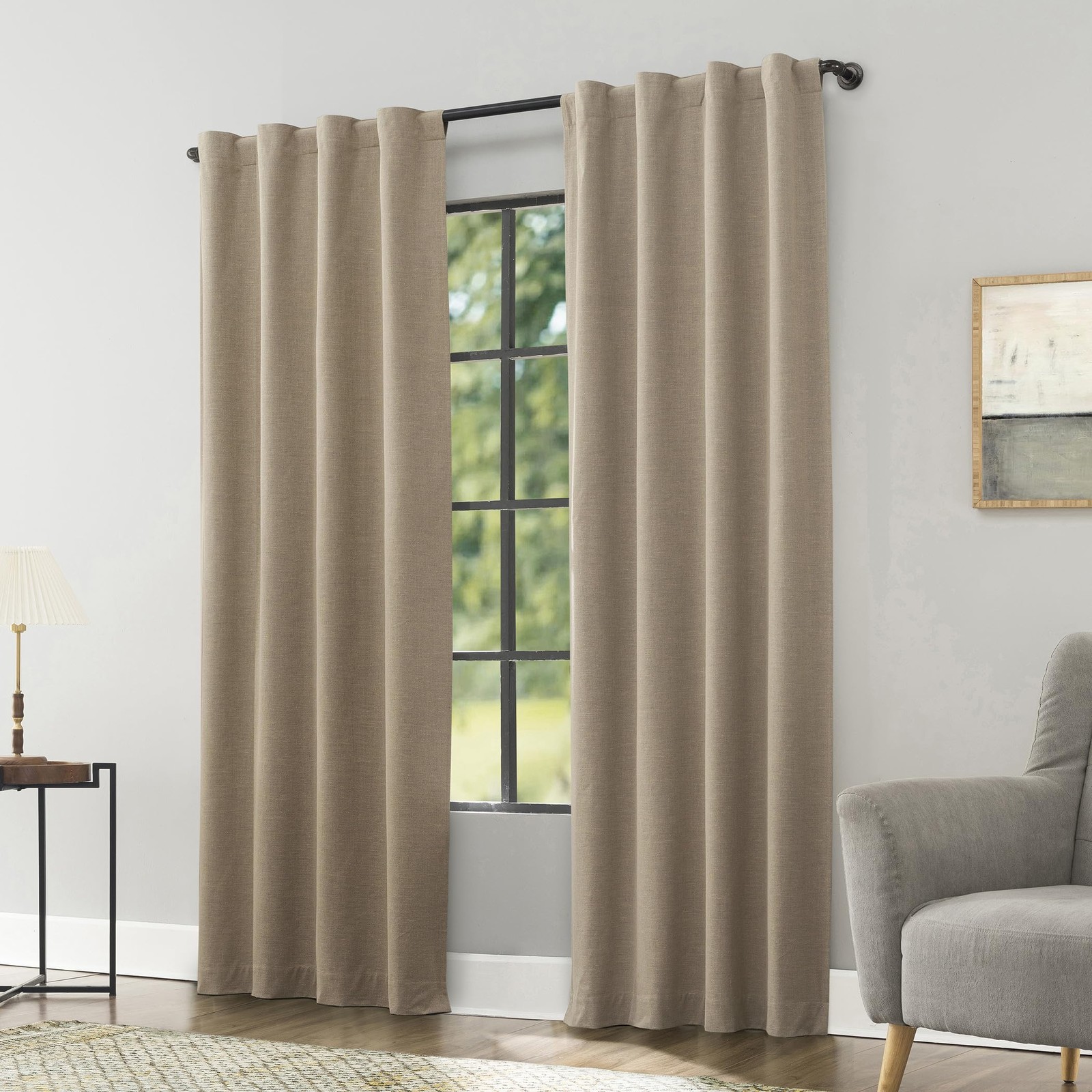 Sun Zero Treviso Linen Blend Magnetic Closure 40″W x 96″L (Pack of 1), Taupe