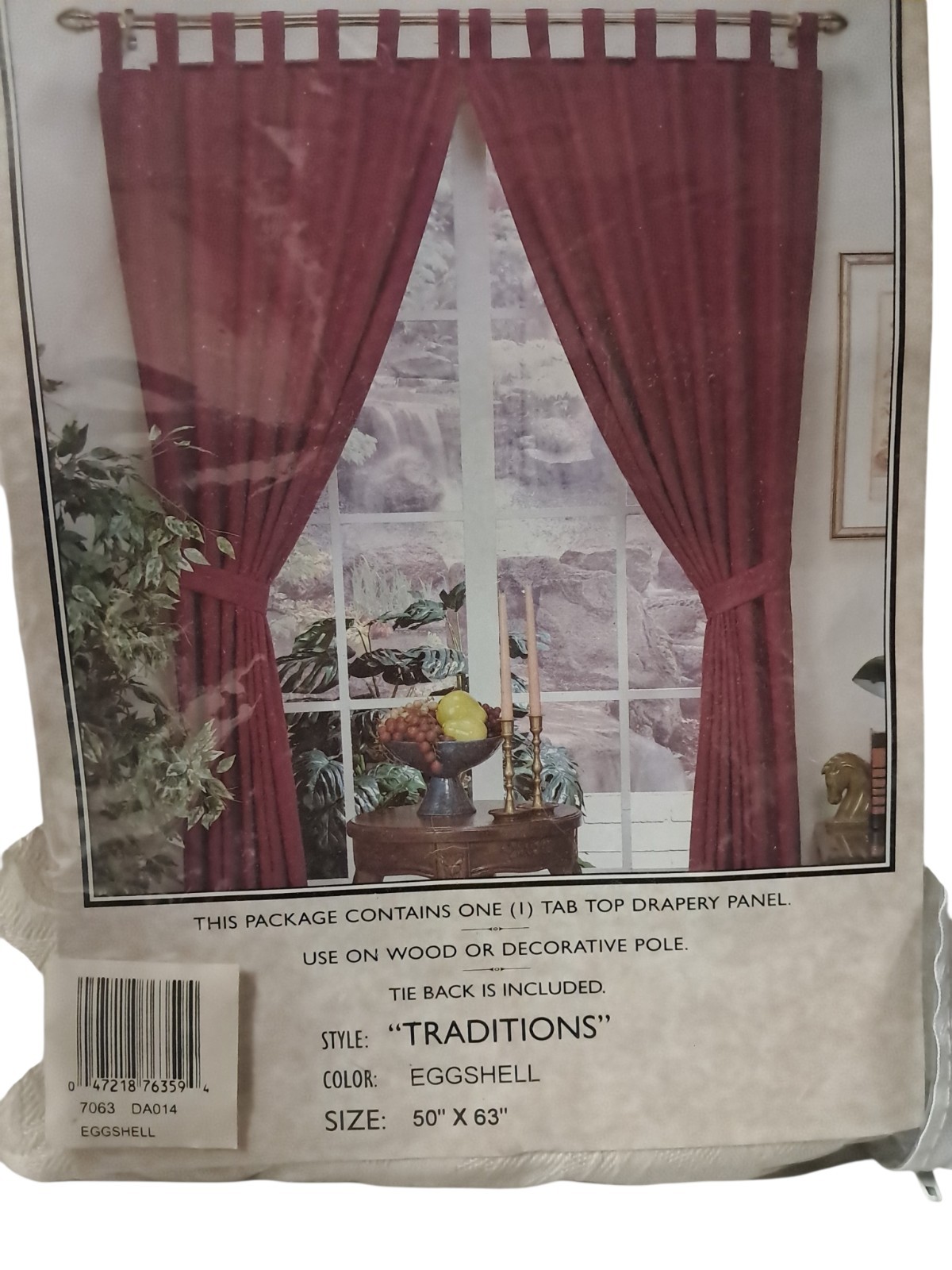 Eggshell Tab Top Drapery Panel Only One 50×63 Style Number 7063