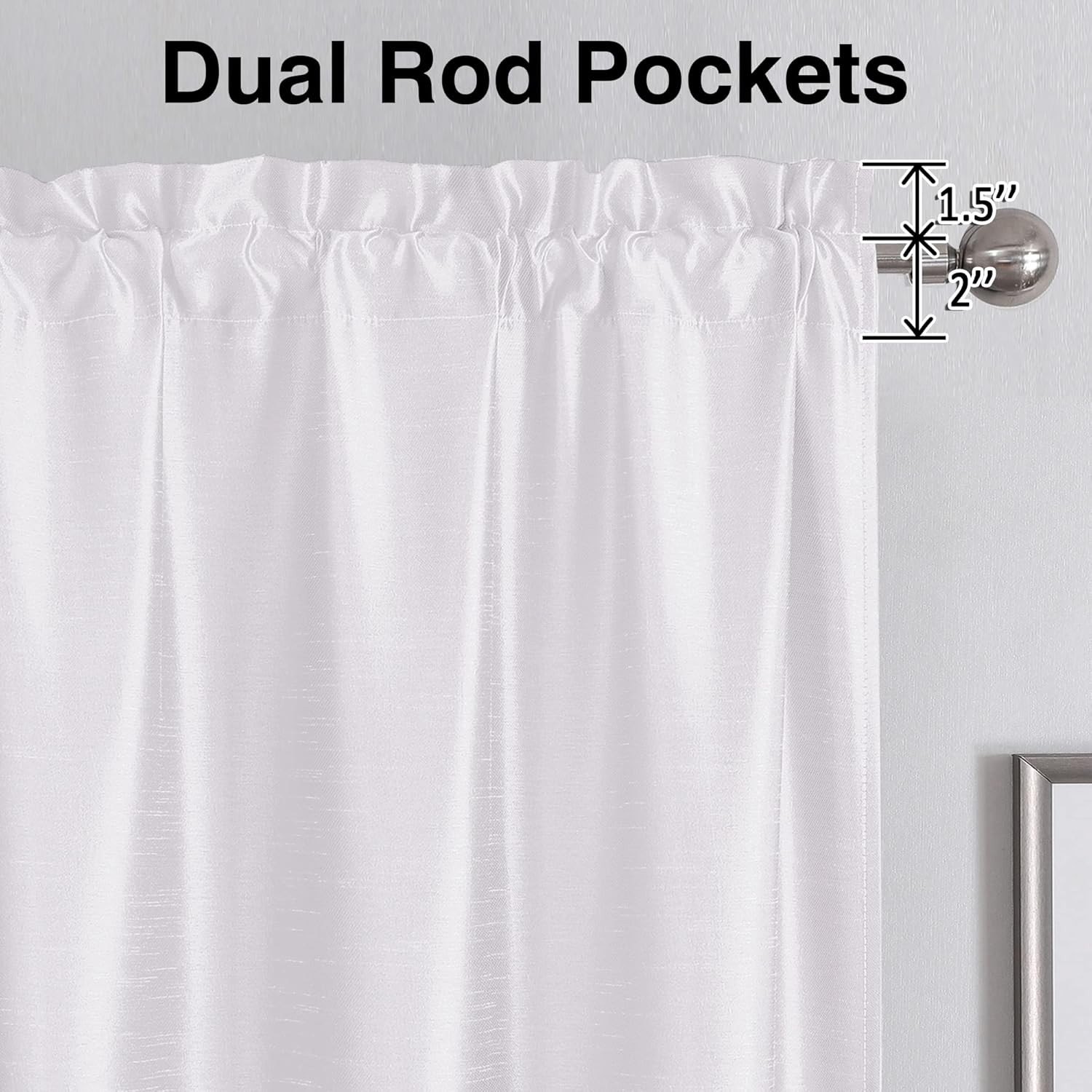 Chyhomenyc Uptown White Kitchen Curtains 45 Inch Length 2 Panels, Light