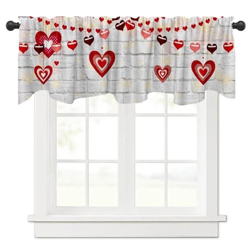 54×18 Inches Brick Wall Lamp String Valentine’s Day Window Treatment White