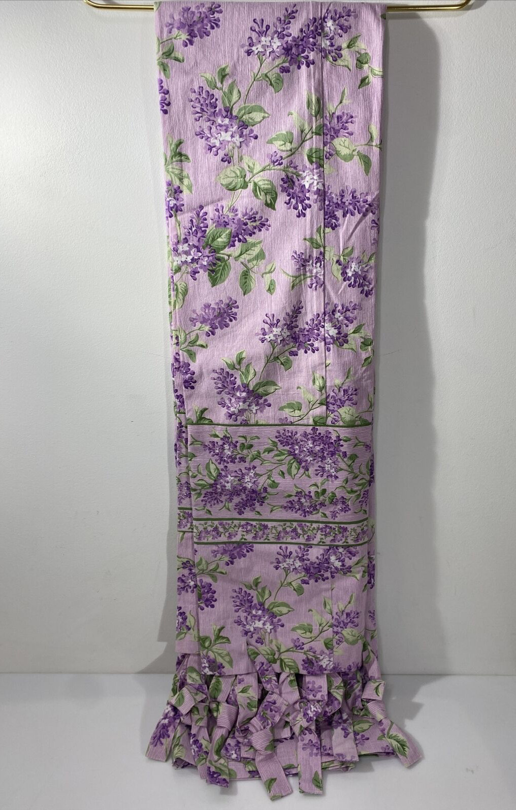 April Cornell Lilac Curtain Panel Ten Fabric Ties at Top Purple Green NEW