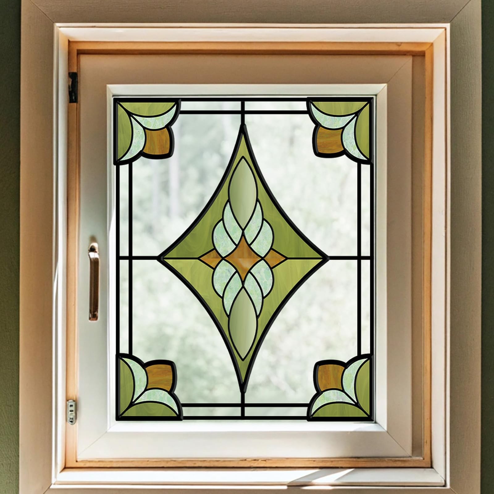 ADD.HERES Window Stickers, ‌Stained Glass 11.8″ X 15.7″, Verdant Prism