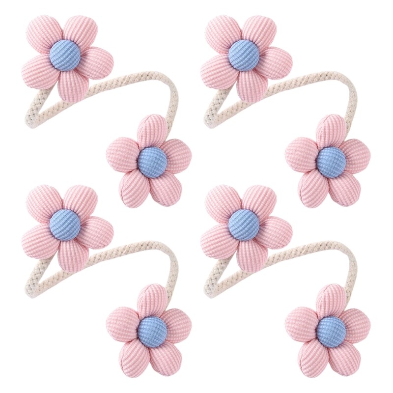 Cute Flower Curtain Holdbacks for Drapes Tiebacks Metal Rope Clip Ties 4 Pack