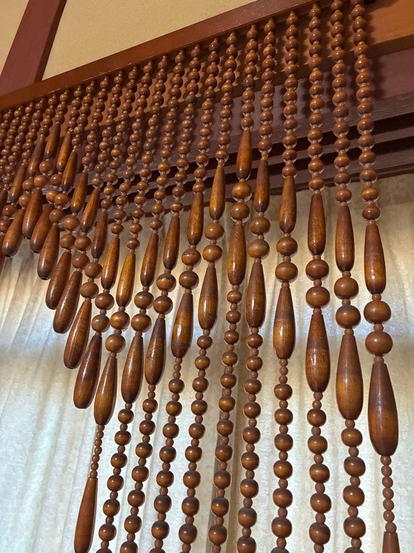 Vintage Noren Tama-Sudare Wooden Bead Curtain W80×H120cm Interior Japan Retro