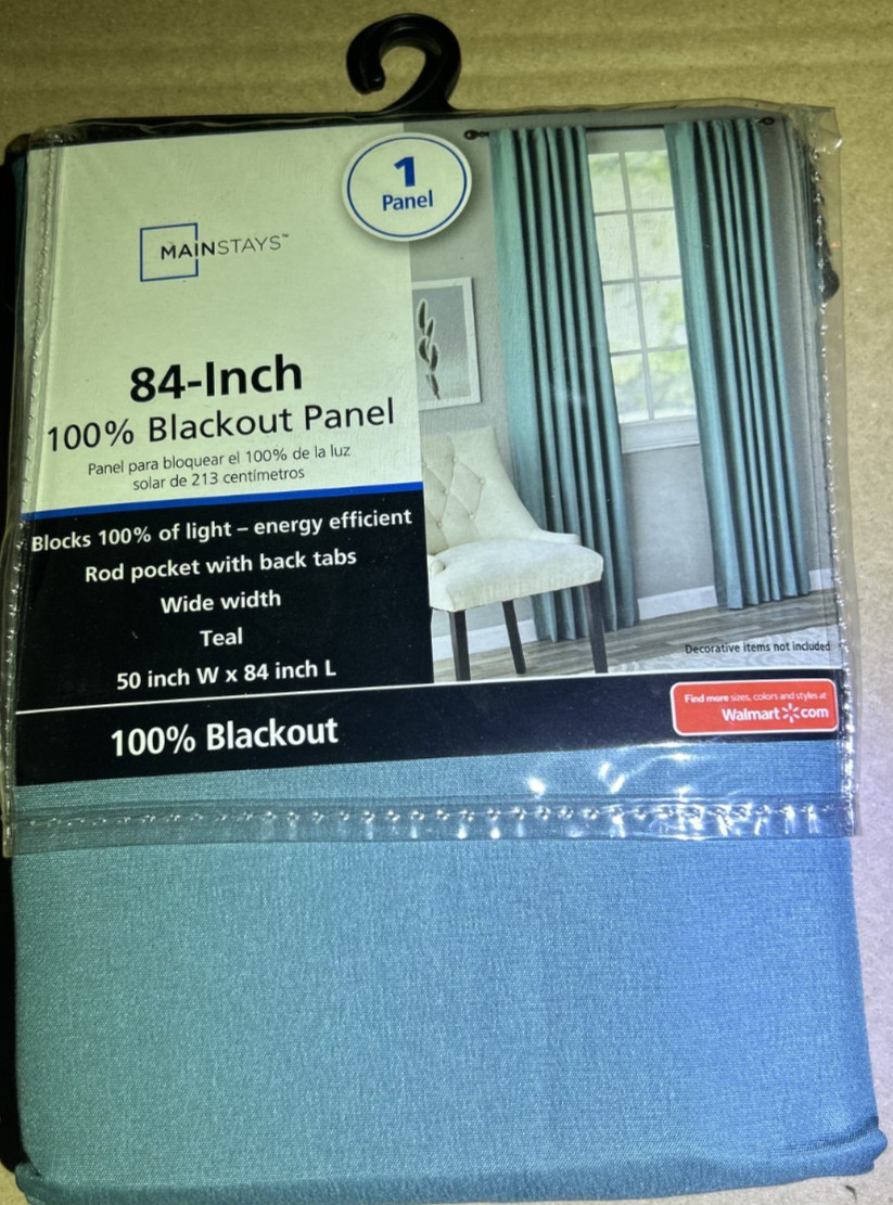 Mainstays 100% Blackout Panel Pacifica green 84 In. x 50 in. One Panel. NEW