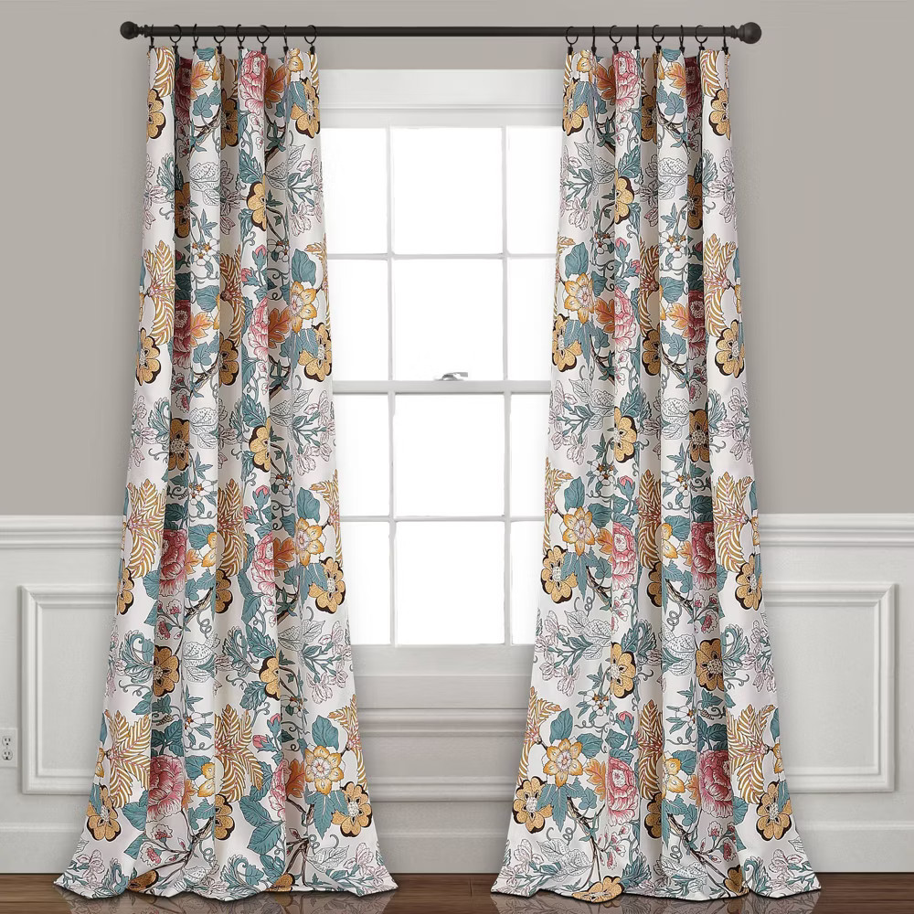 Set of 2 108″x52″ Sydney Light Filtering Window Curtain Panels Blue/Yellow –