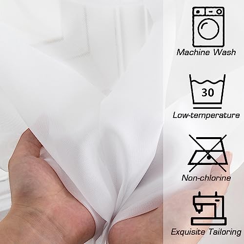 Sheer Curtains 63 Inch Length 2 Panels, Rod 42″W x 63″L (Pack of 2) White
