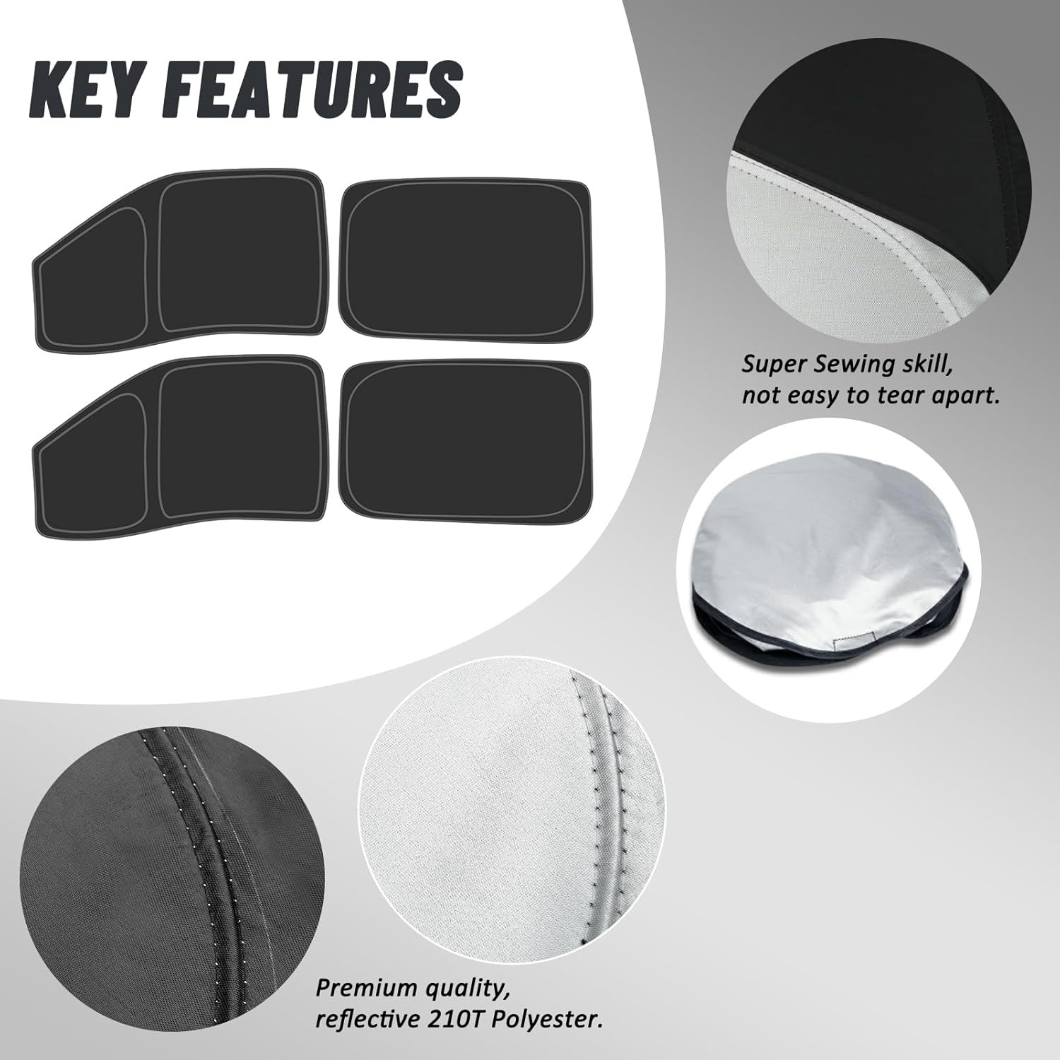 Side Window Sun Shade 4-Pack Fit 2021-2025 Ford F150 Crew Cab UV Block Heat