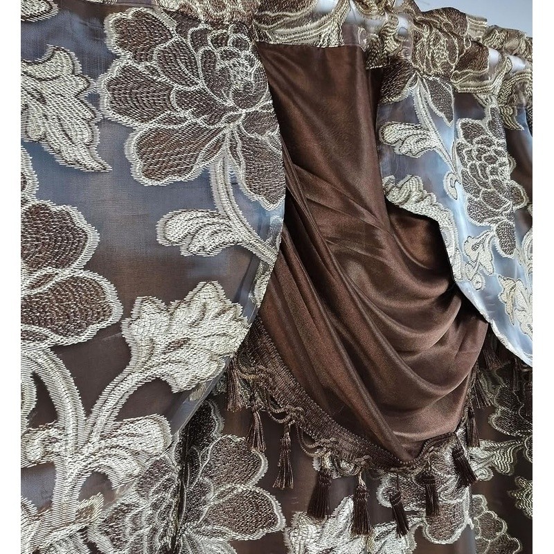 Double Layer Fancy Valance Floral Voile Curtain Light Filtering Privacy Decor US