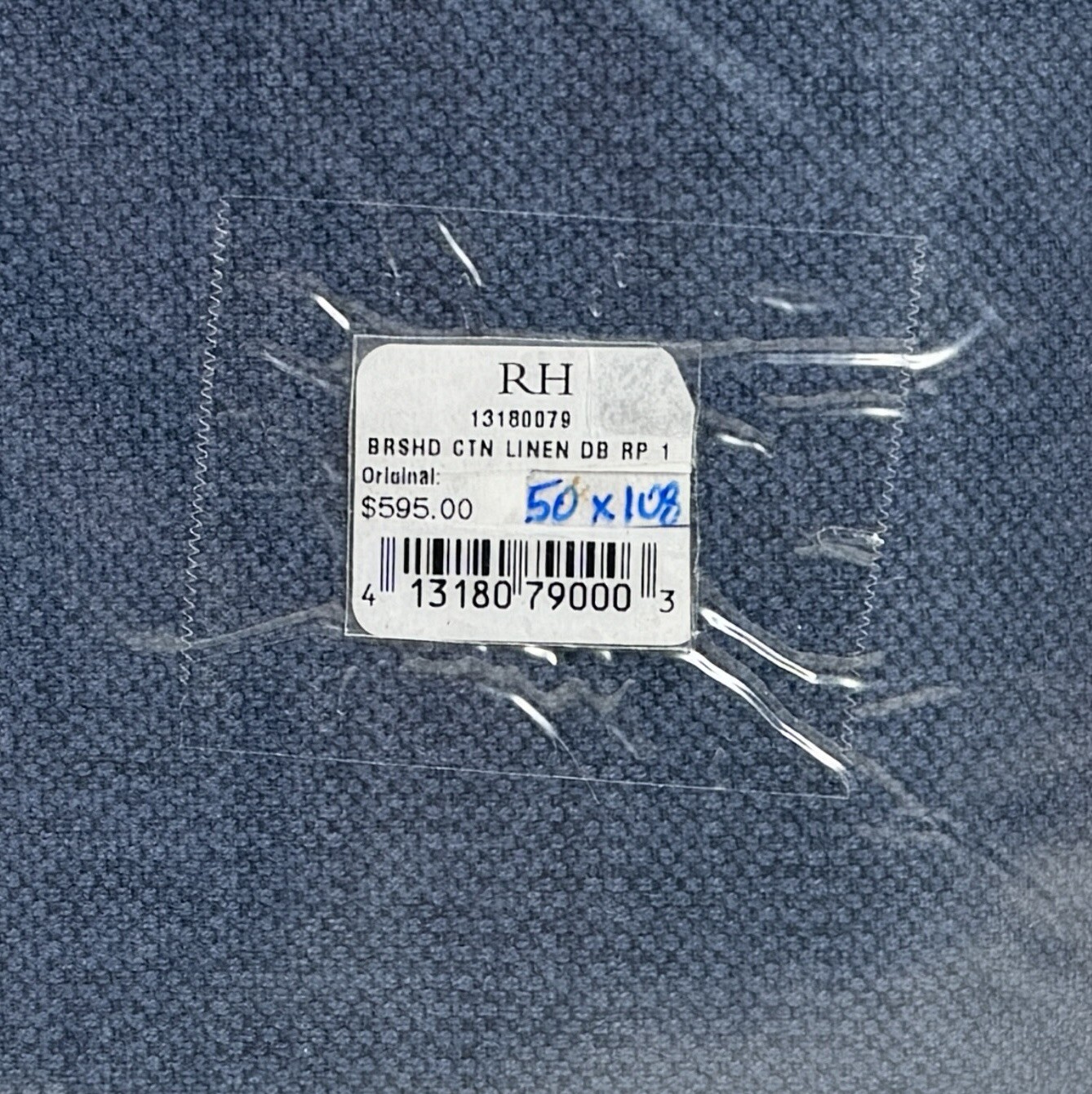 Restoration Hardware Brushed Linen Cotton Drapery 50″W x 108”L Indigo NEW $299