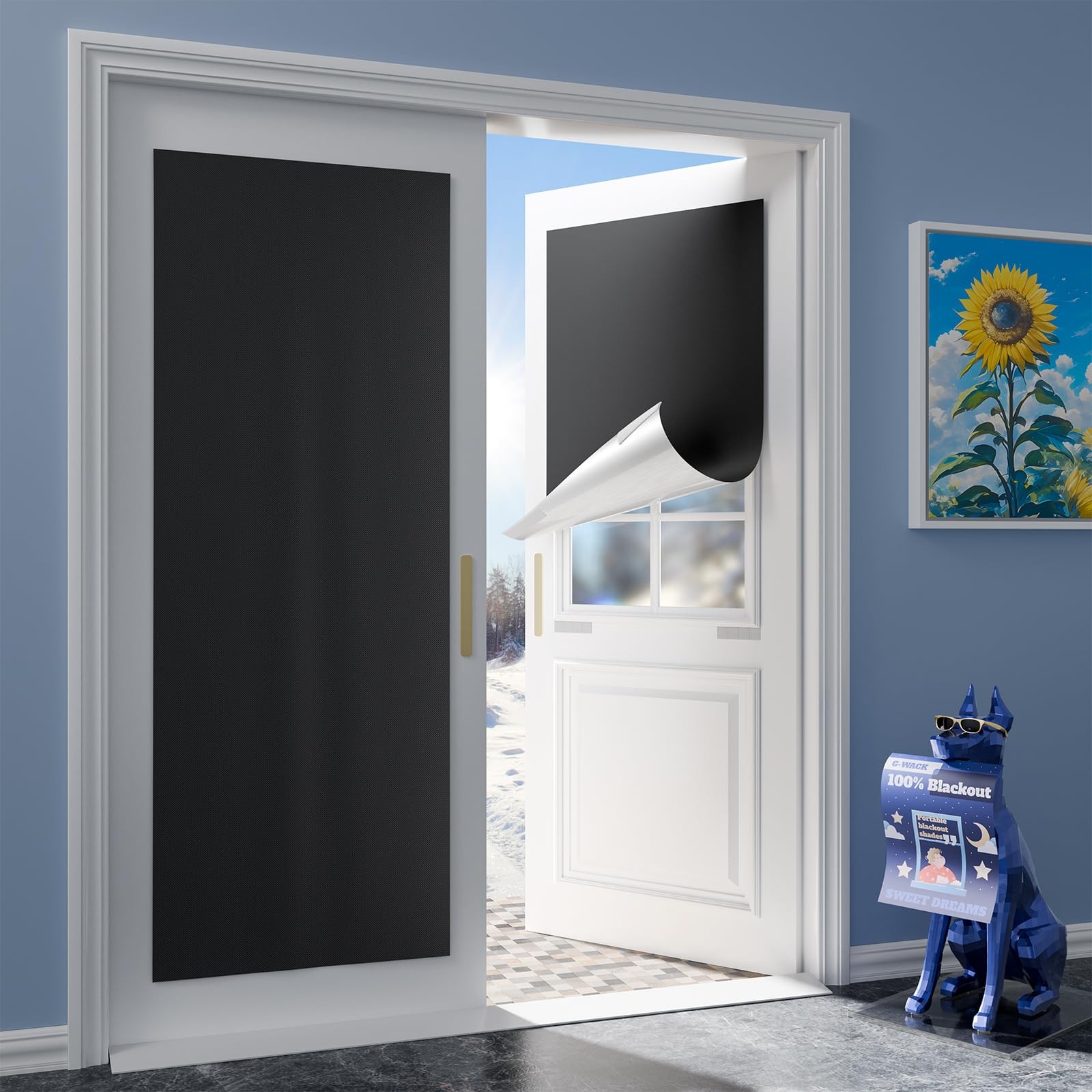 G-WACK Blackout Door Curtain 27″W x 78″L Black