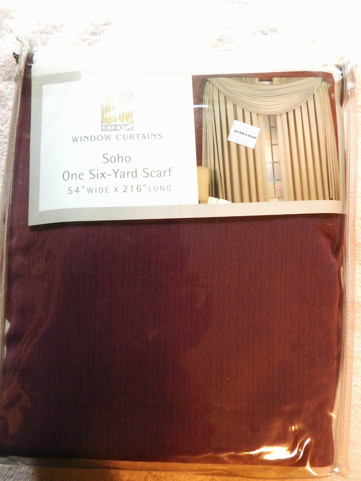 SOHO WINDOW SCARF, BURGANDY, 54″ WIDE X 216″ LONG (6 YARD), BED BATH AND BEYOND