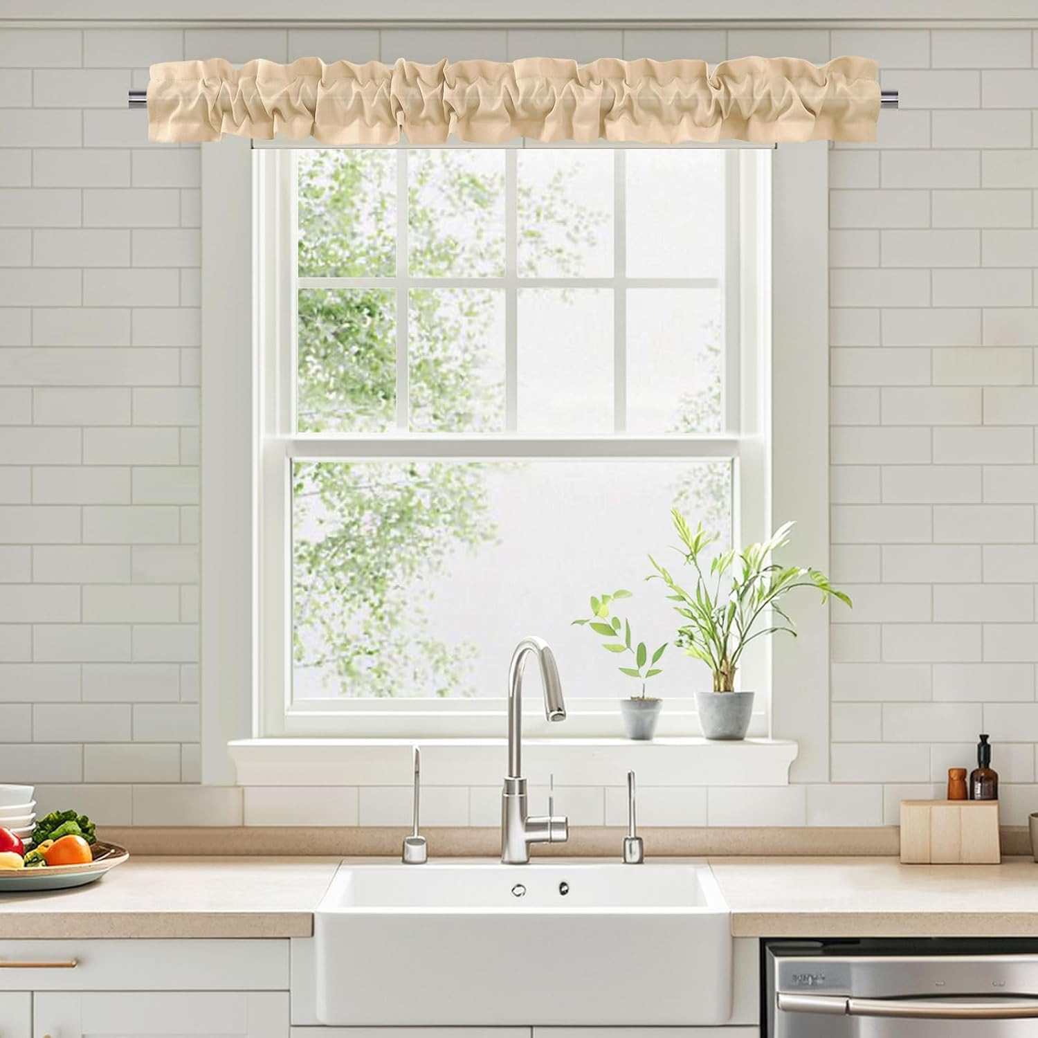Sleeve Topper with Top Bottom Ruffle Sleeves Valances Home Décor Window Treatmen