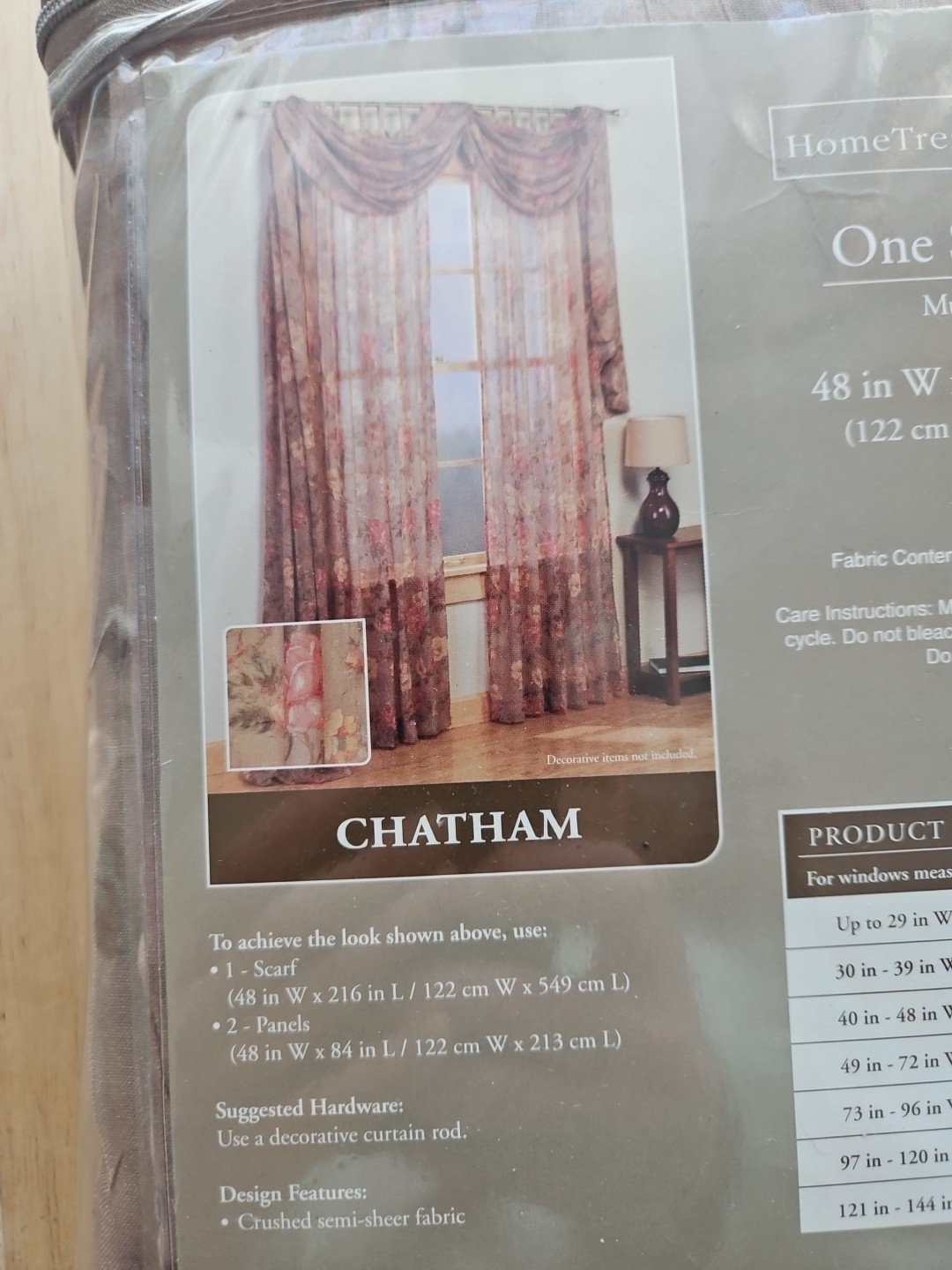 Vintage Sheer Floral Window Scarf 48×216 Victorian Home Trends Chatham