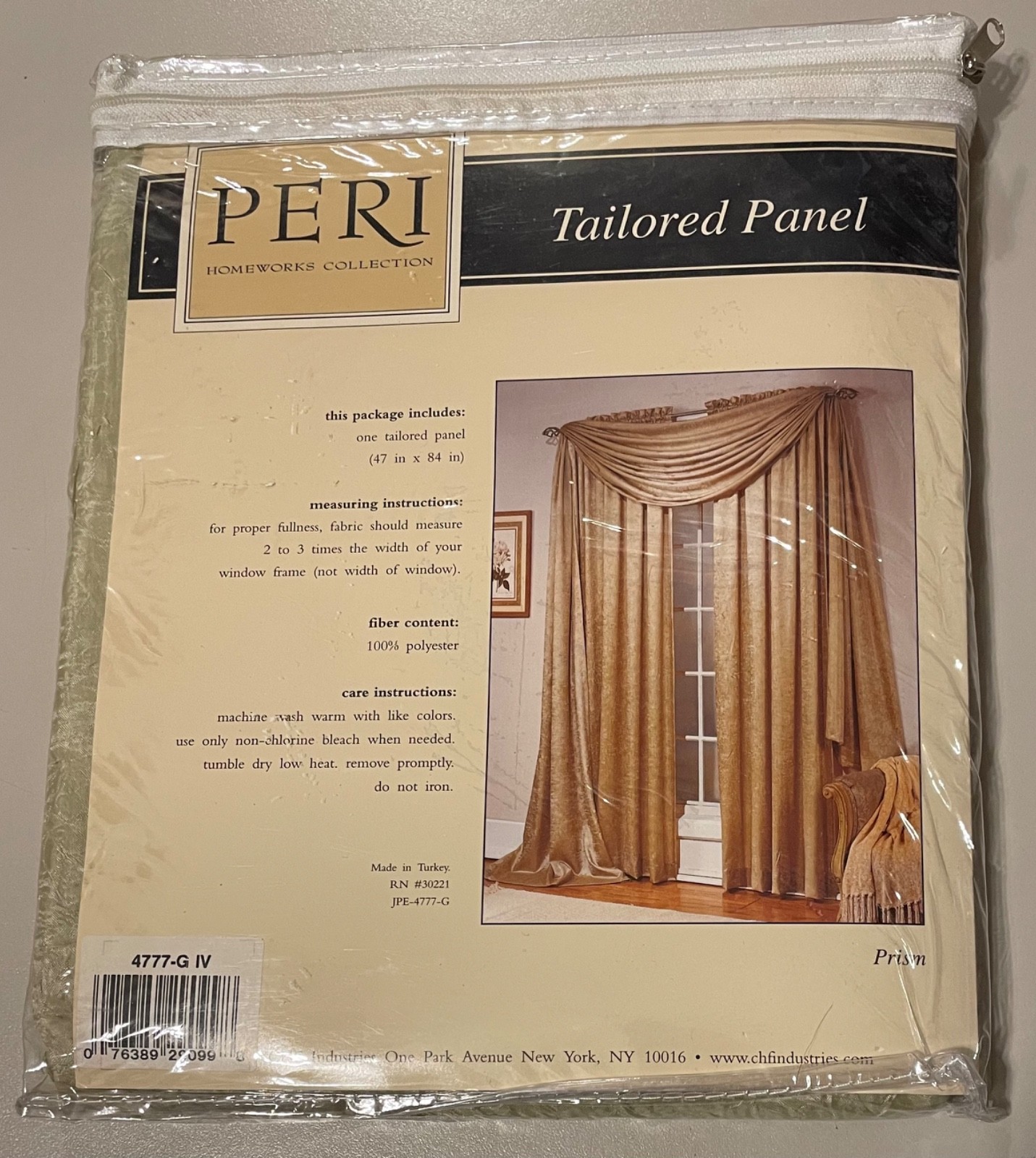 PERI HOMEWORK COLLECTION TAILORED PANEL CURTAIN PRISM IVORY BEIGE NEW IN PACKAGE