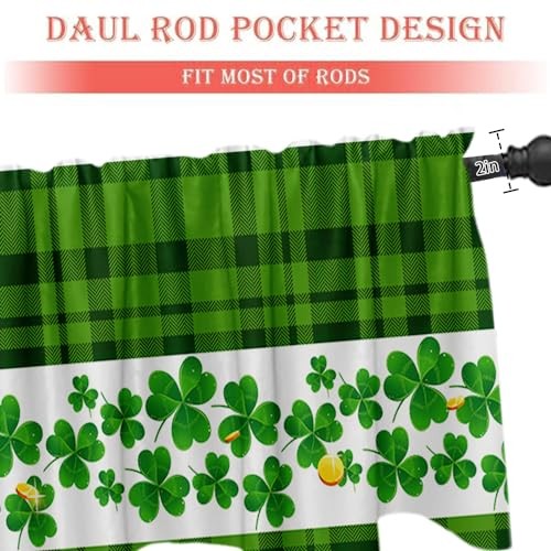 54×18 Inches St. Patrick’s Day Window Treatment Valance March Lucky Shamrock