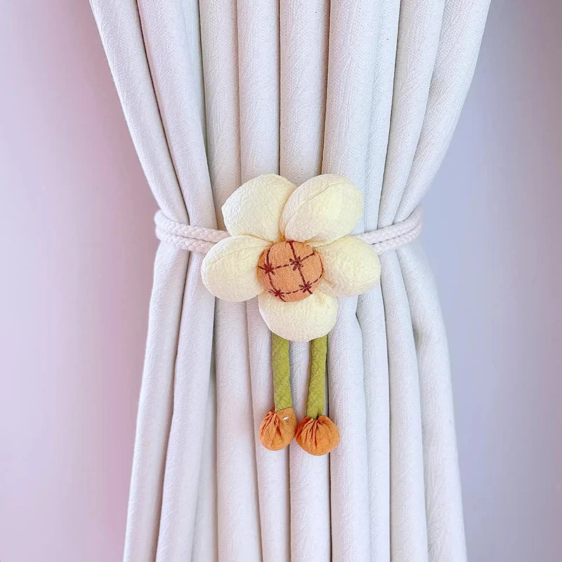 Pair of cartoon flower curtain straps, simple children’s room decoration gauze c