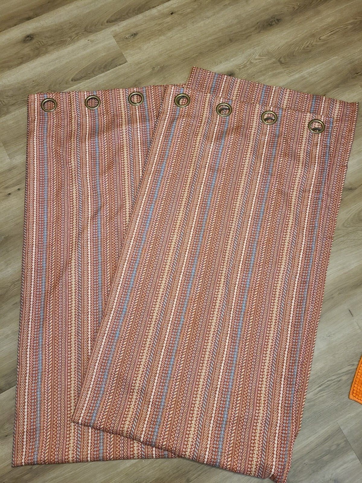 Pier 1/One “Dark Orange Teal Southwestern” Drape Panels 50″ X 96″ – 2 Panels