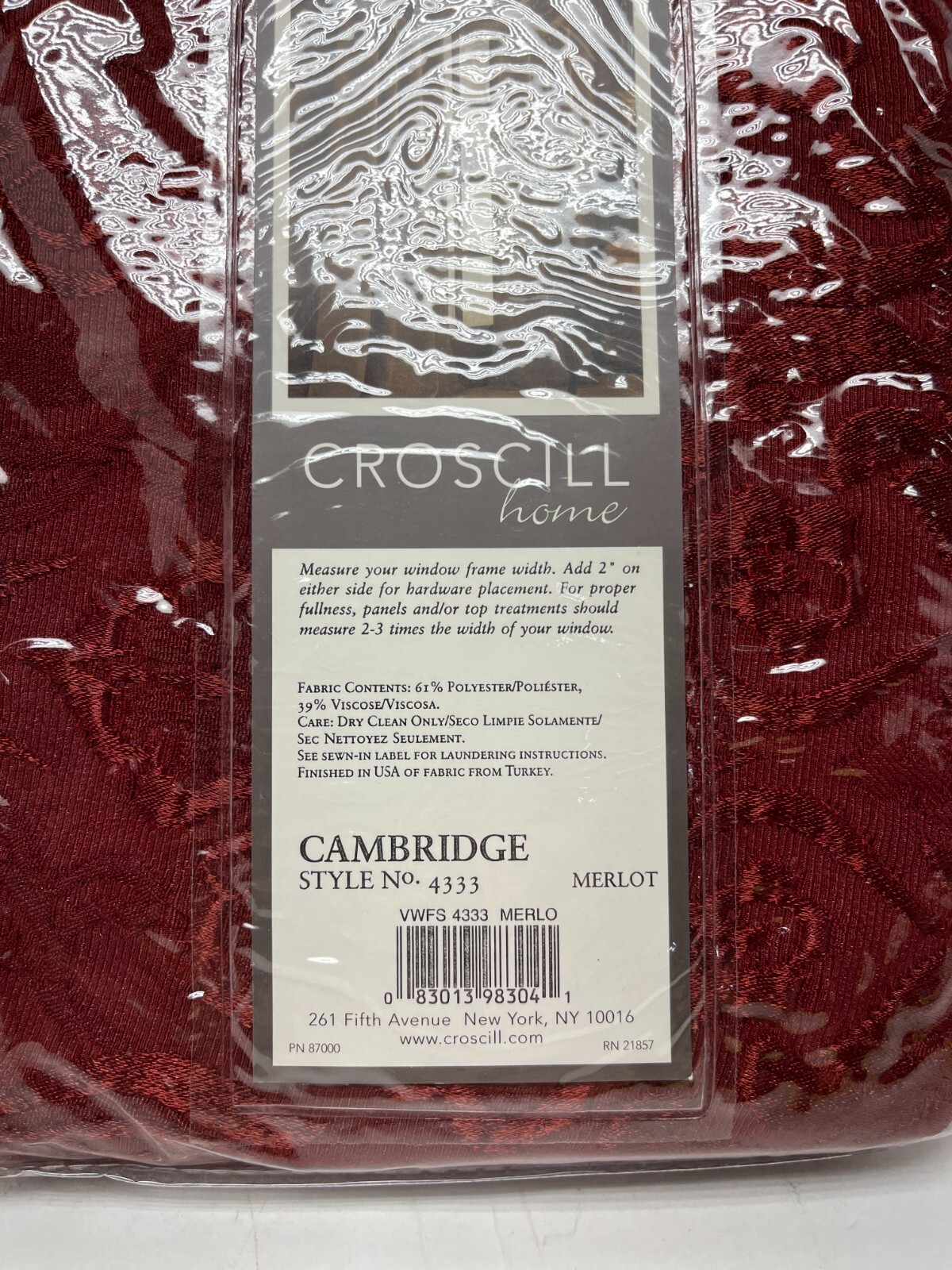 Croscill red burgandy Waterfall Valance 45”x34” Cambridge shag Merlot NEW