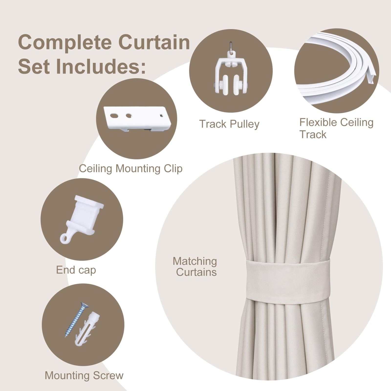 MaKefeile Room Divider Curtains & Flexible Bendable Tracks Set,Privacy Divide…