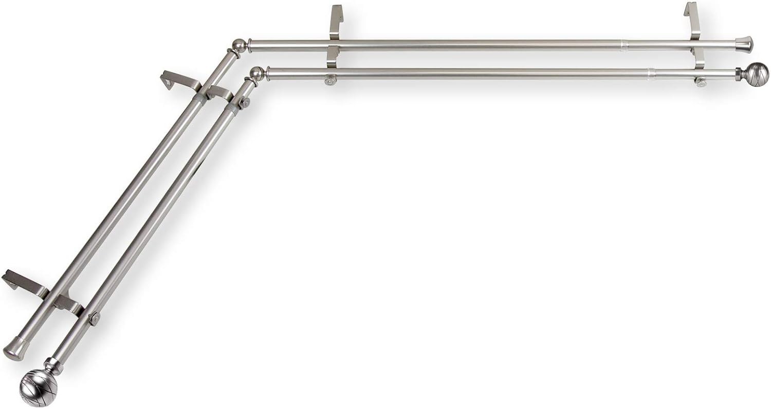 Corner Double Curtain Rod 48-84in Satin Nickel Arman 13/16 Adjustable Desyne