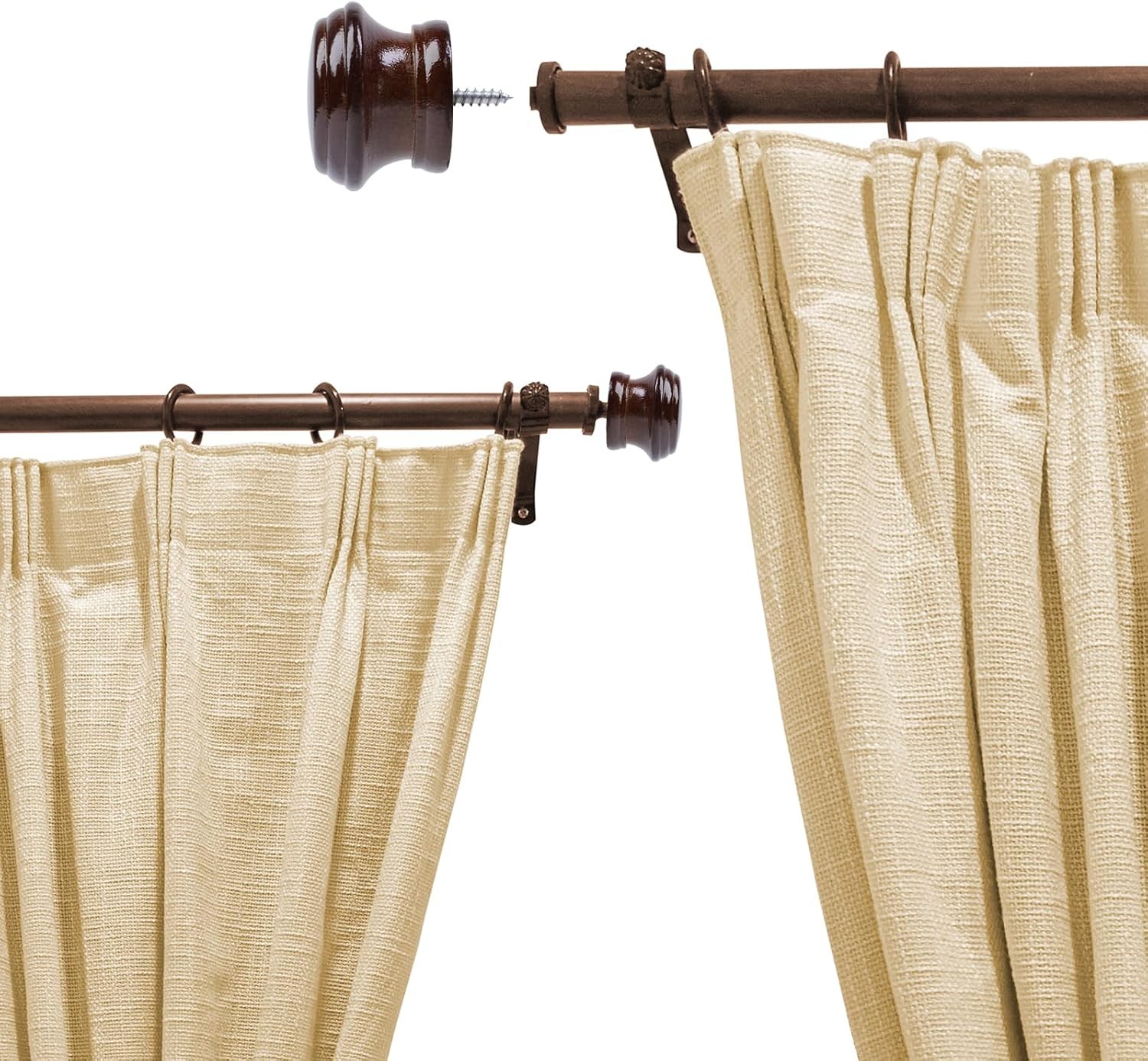 Curtain Rod Finial Replacement for Living Room,Bedroom,2Pcs | Screw on Curtain