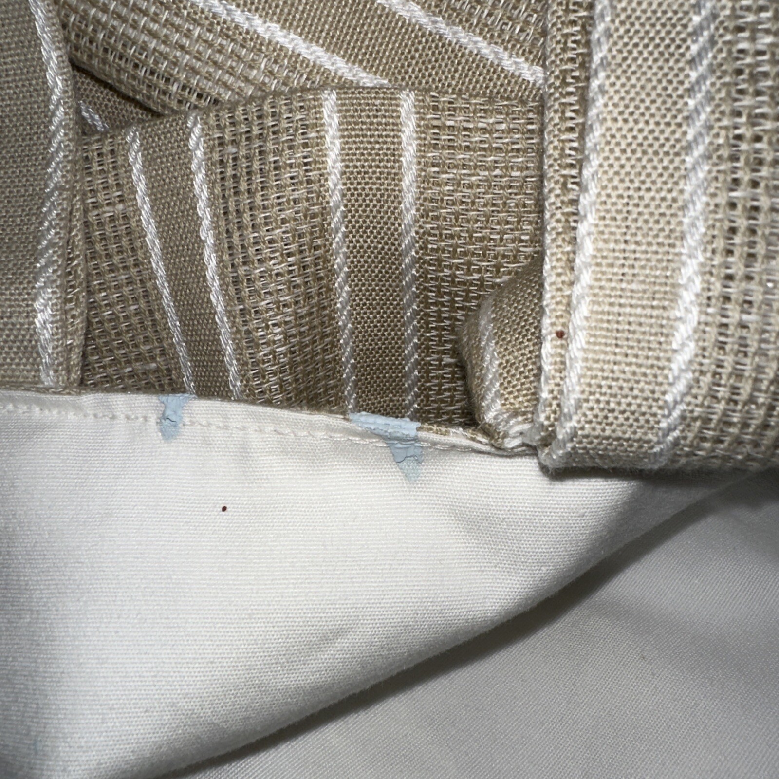 3 Piece Custom Tab Curtain, Drape Lined 25×102 Tan White Textured
