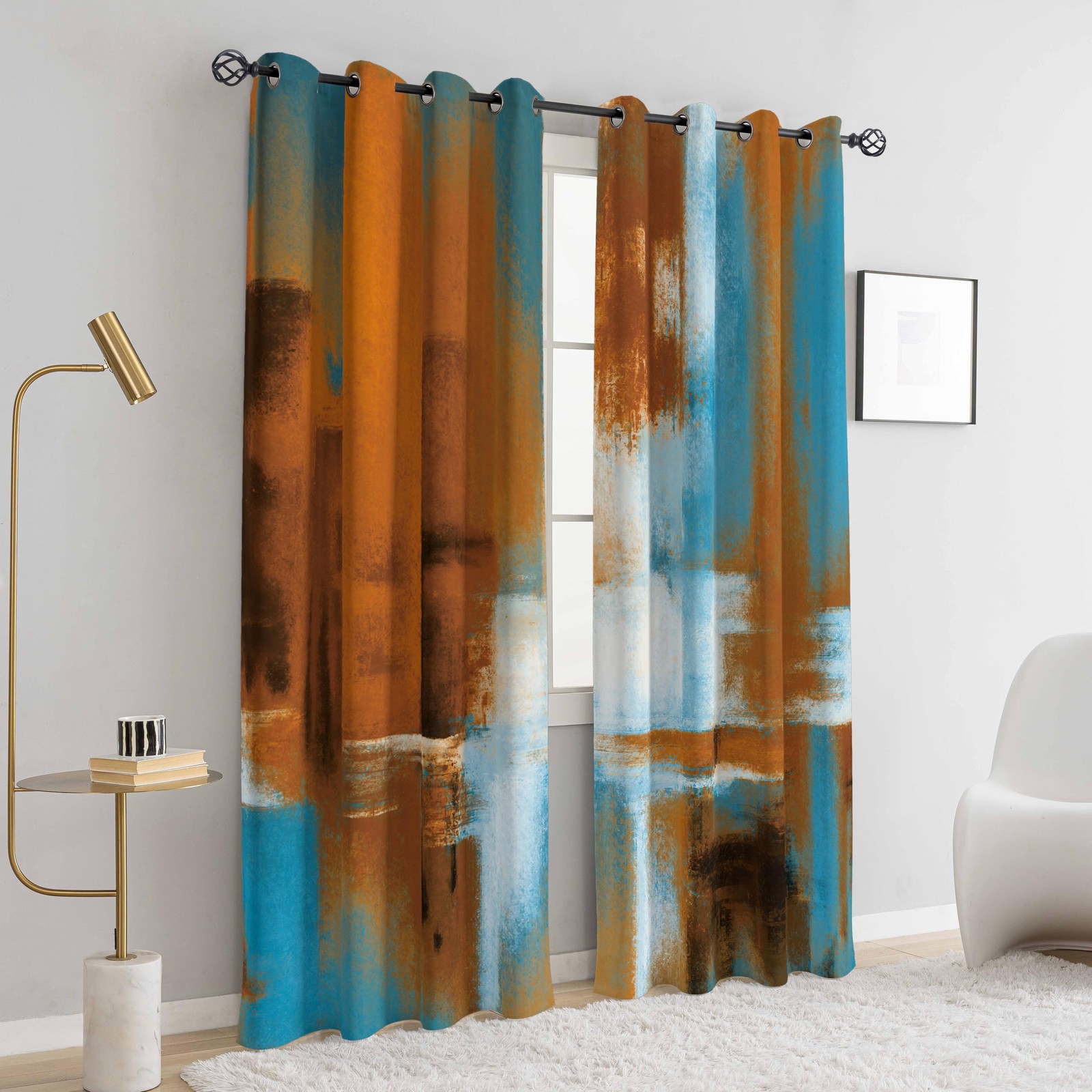 Asuexpect 52×84 Inches Rust Curtains 2 Panels Abstract Curtain Room Darkening