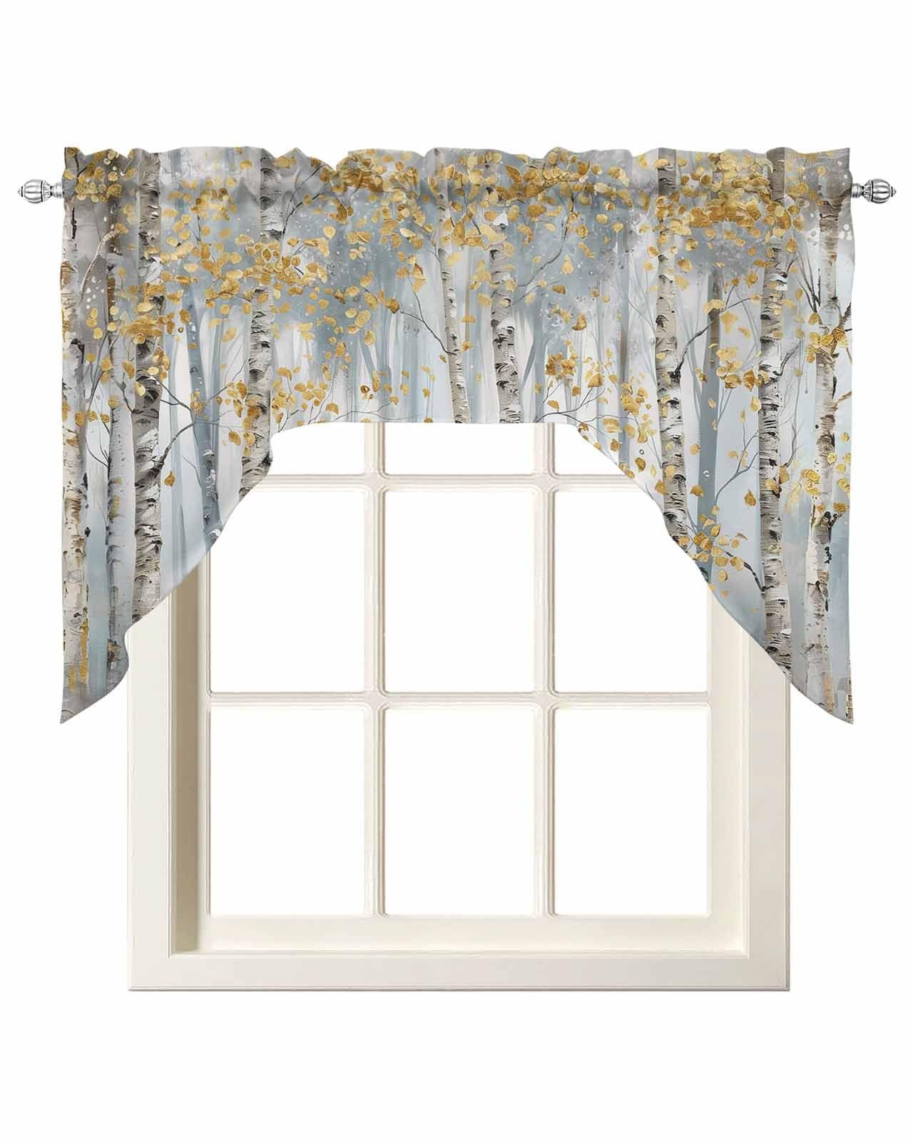 Modern Impressionist Tree Swag Valances for Windows, Abstract Oil Painting Ye…