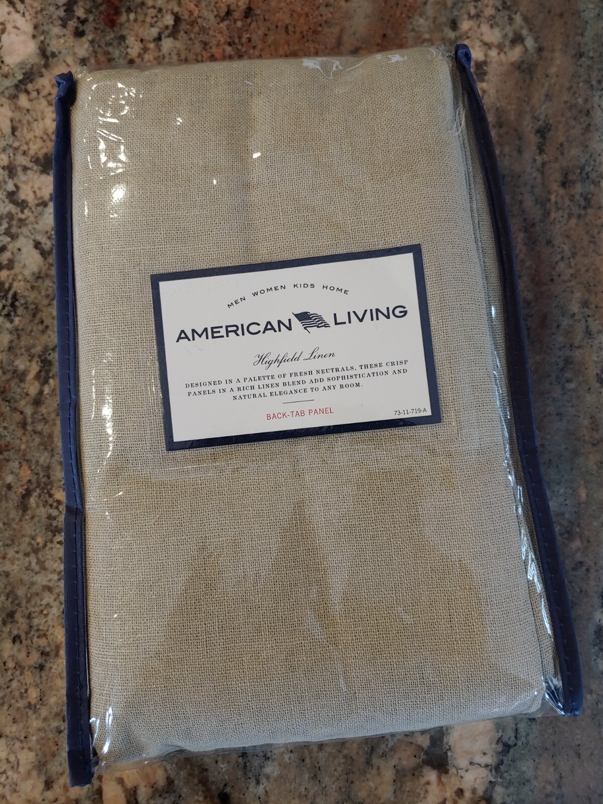 1 American Living Highfield Linen Blend Back Tab Curtain Panel 50×84″