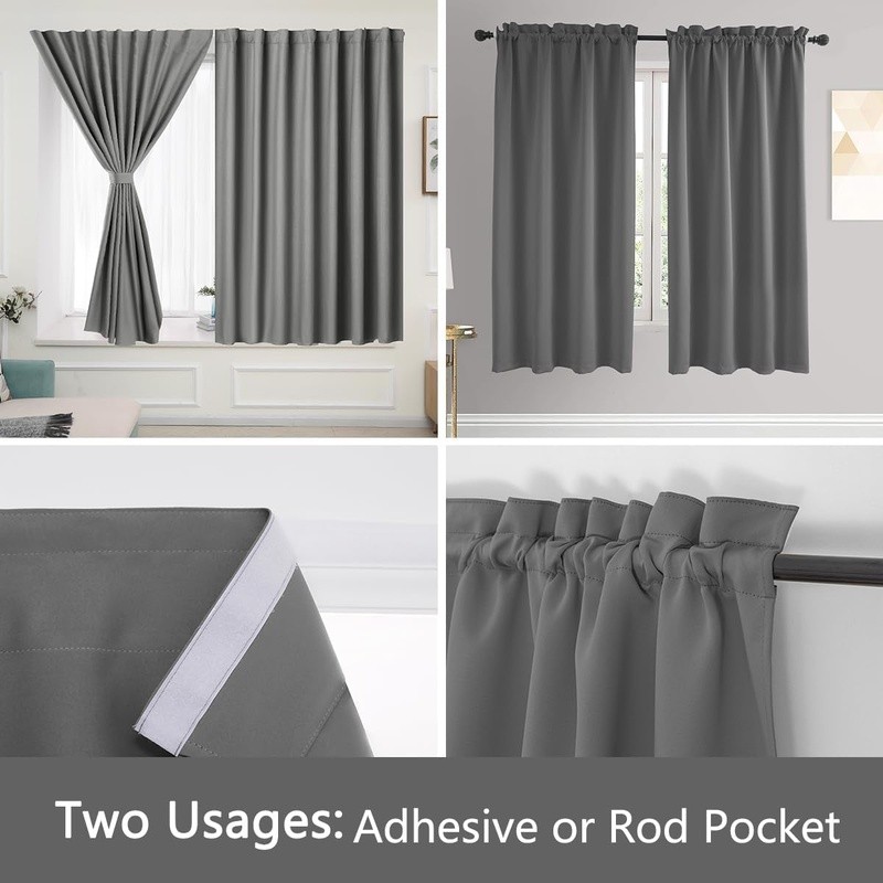 Blackout Curtains Thermal Insulated Easy Install Window Panels Home Office Decor