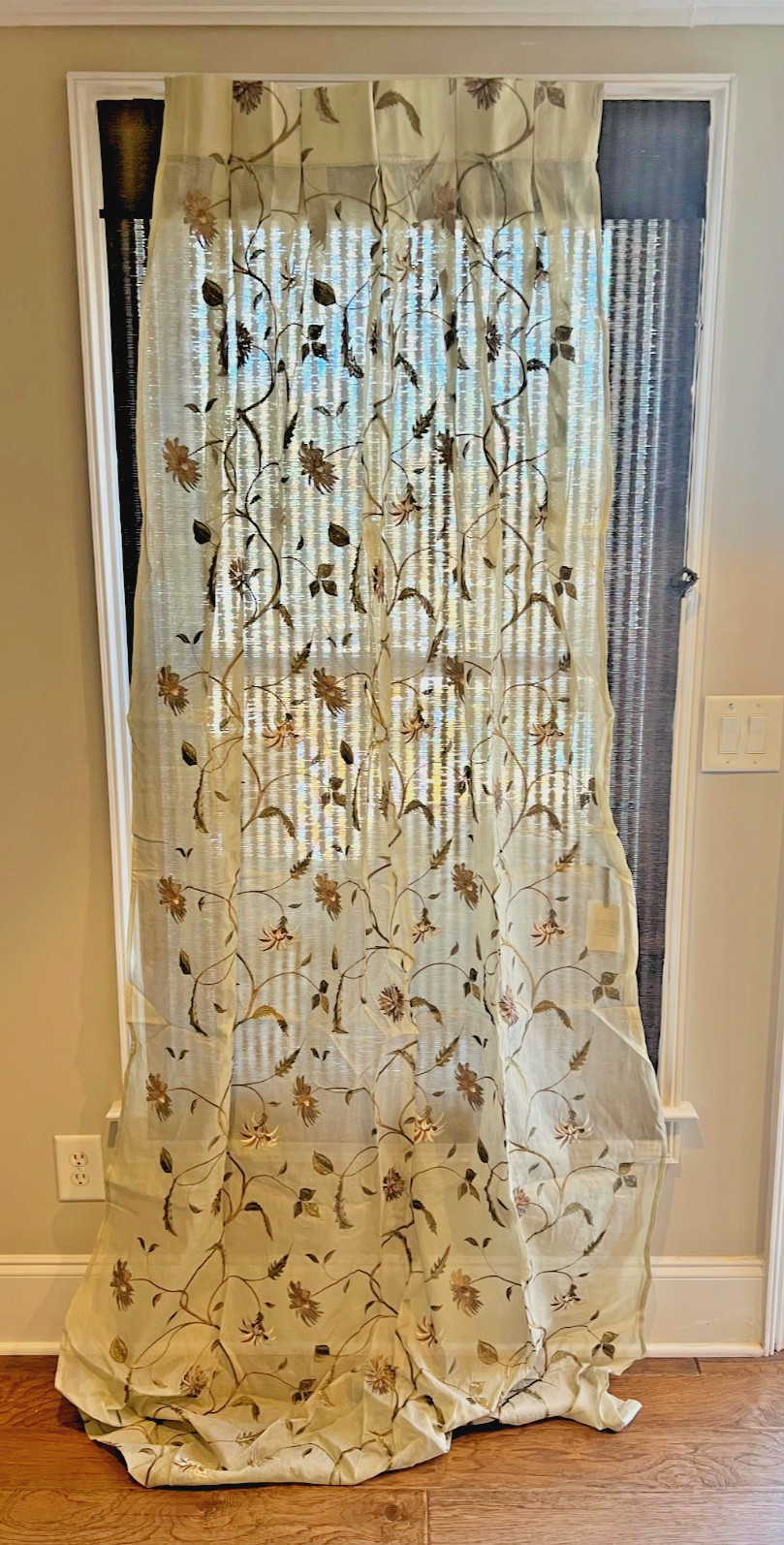 Custom Drapery Curtain New Cotton Sheer with Embroidery – was $149 now $35 each