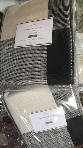 Pottery Barn Bryce Buffalo Check Drapes Set 2 Charcoal 50x 96 Curtains Pair New.