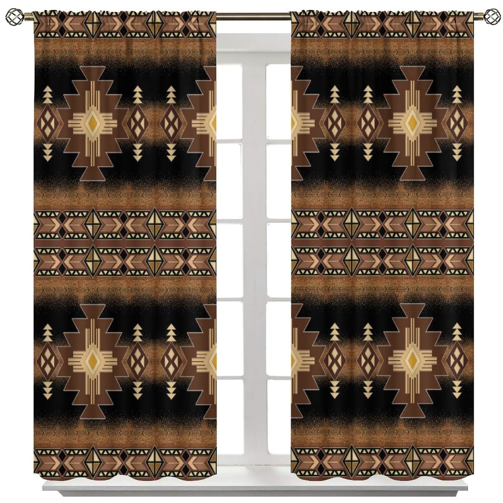 Aztec Curtains Boho Style Native Tribes Navajo Pattern Native Abstract Painti…