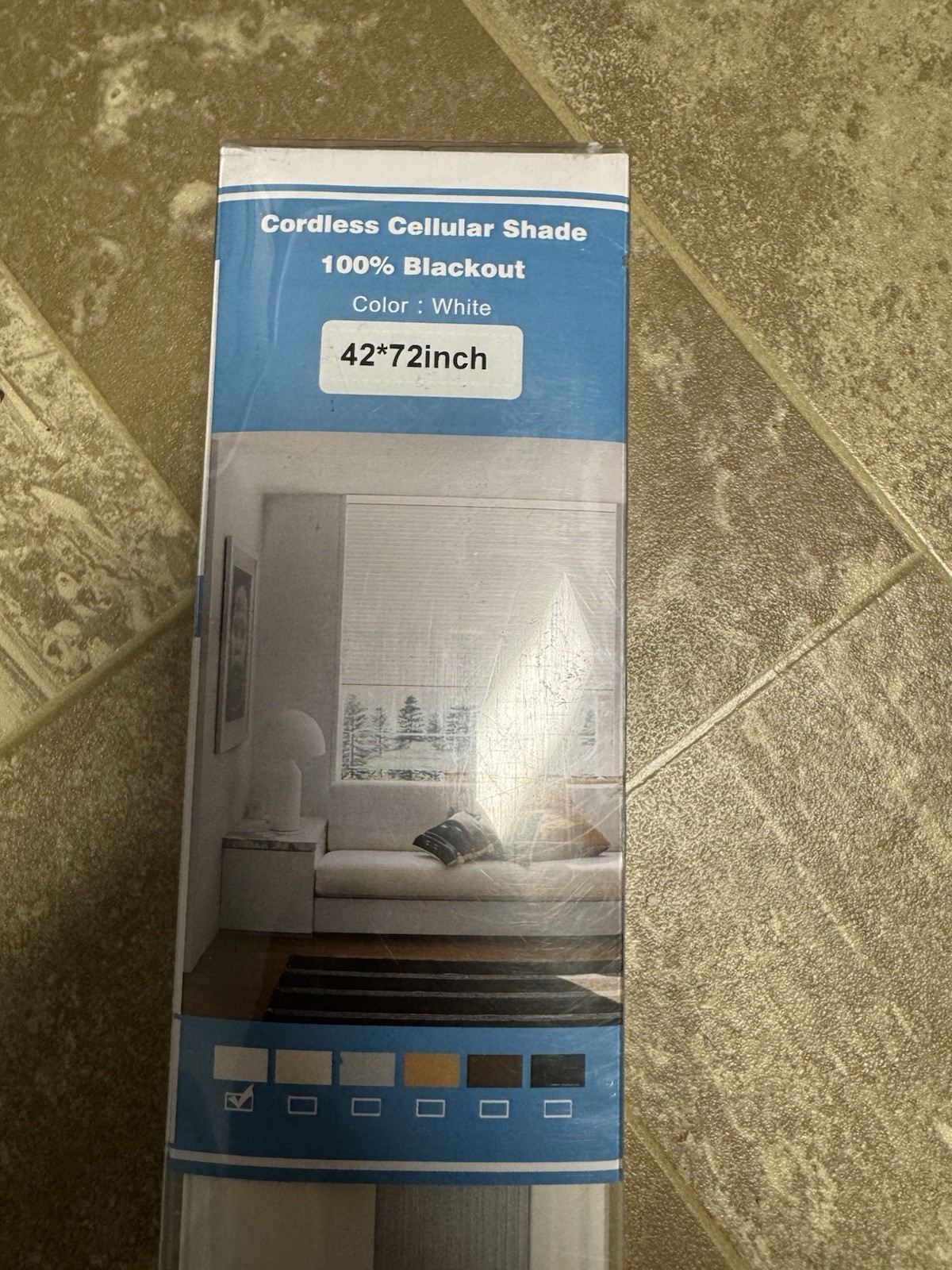 Cordless Cellular Shade 100% Blackout White 42*72INCHES Honeycomb Shade New
