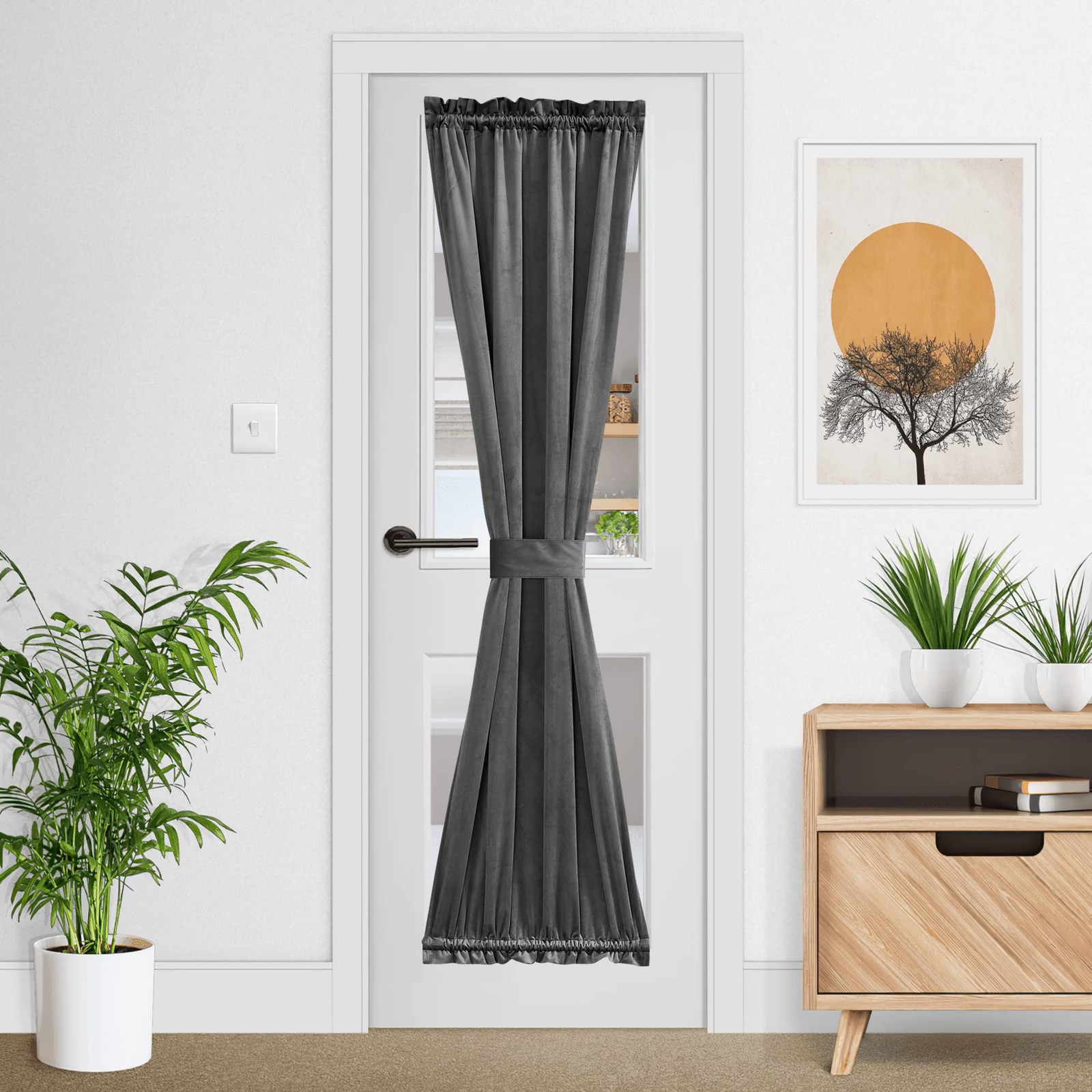 Velvet Door Curtain for Living Room 72 inches Long Blackout Window Drapery Ho…
