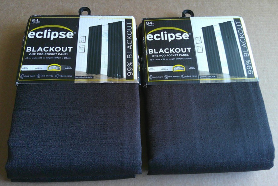 Eclipse Samara Solid Blackout Curtain Panels SET (42″ wide by 84″ long) NEW