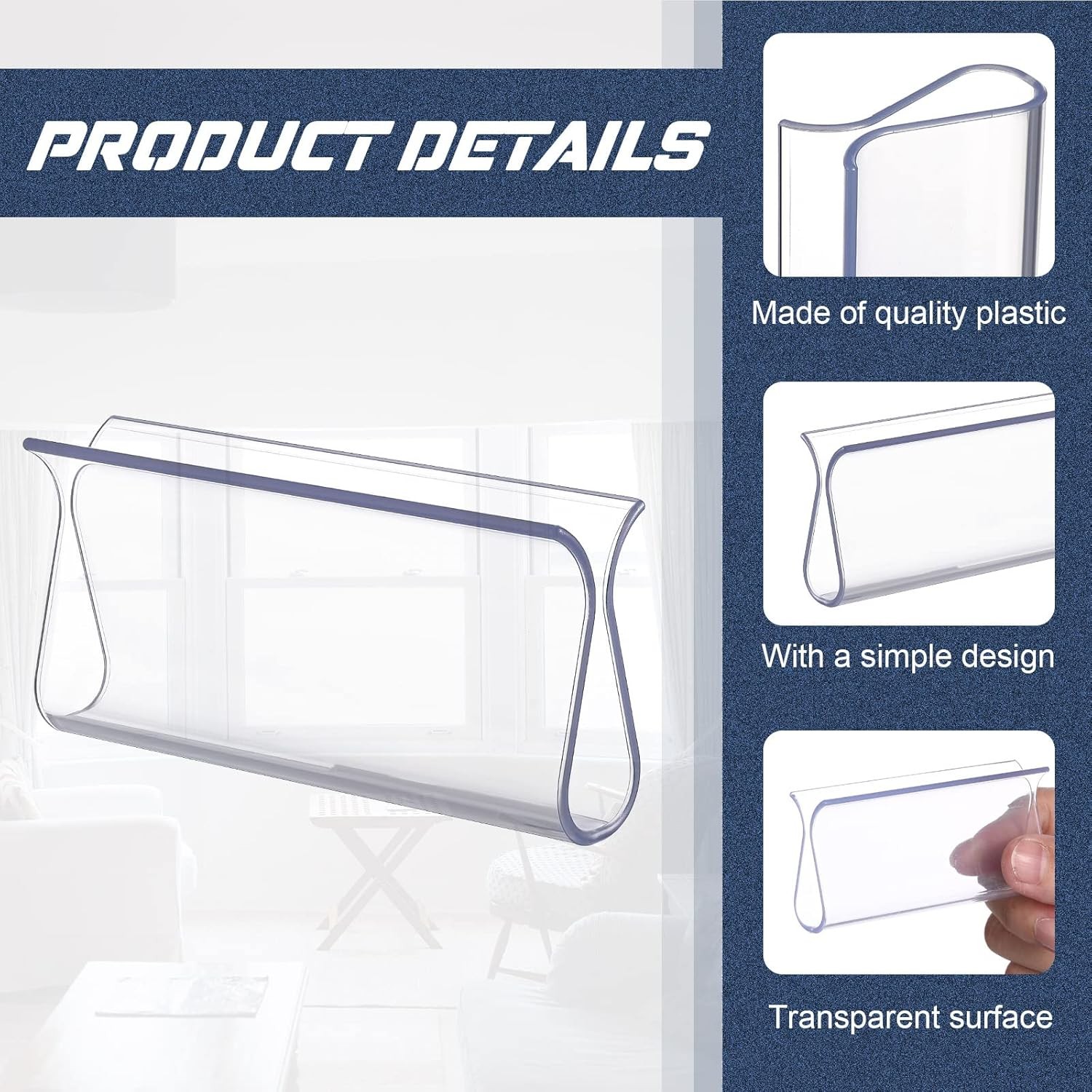 4 Pieces Window Shade for Roller Pull Down Shades 3.35*1.6 inch, Clear