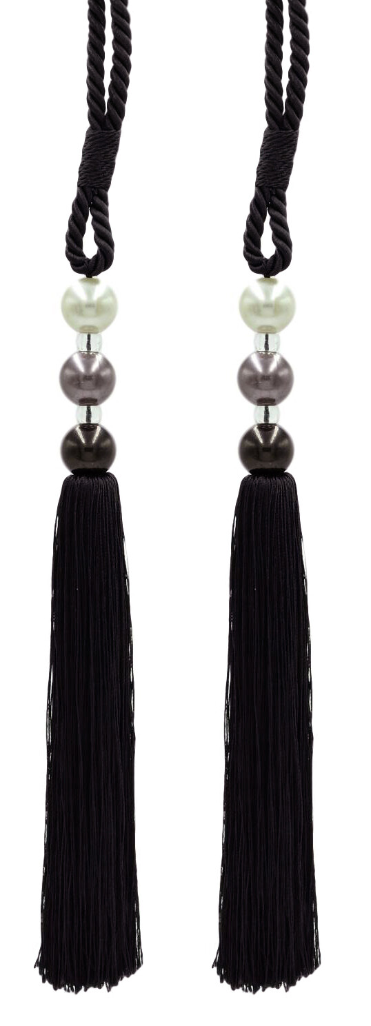 DÉCOPRO Tassel Tieback, Style# TB3BALL9, Color# K9 – Pure Black [Set of 2]