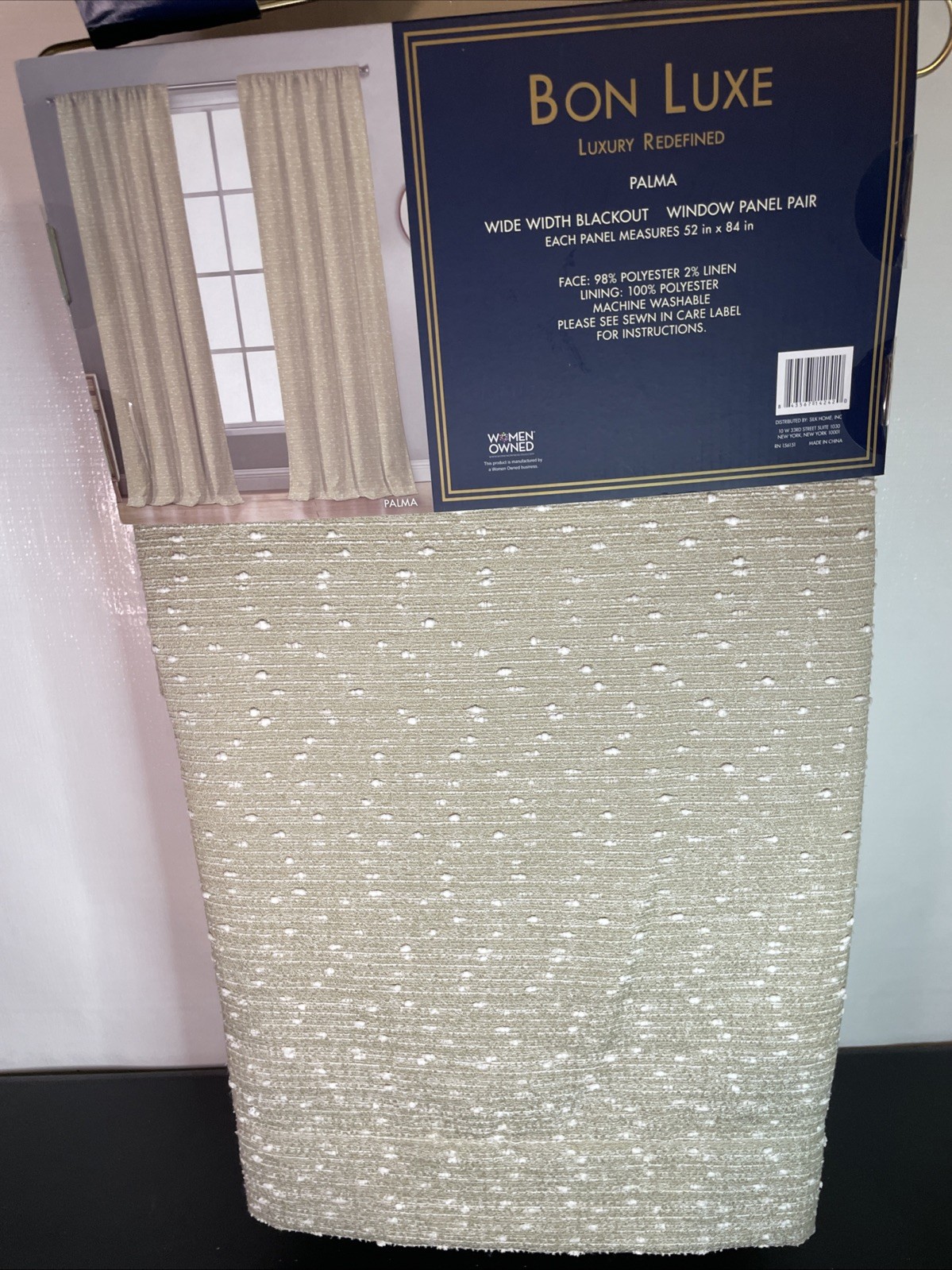 Bon Luxe Palma Blackout Curtains Pair 52inx84in Wide Width